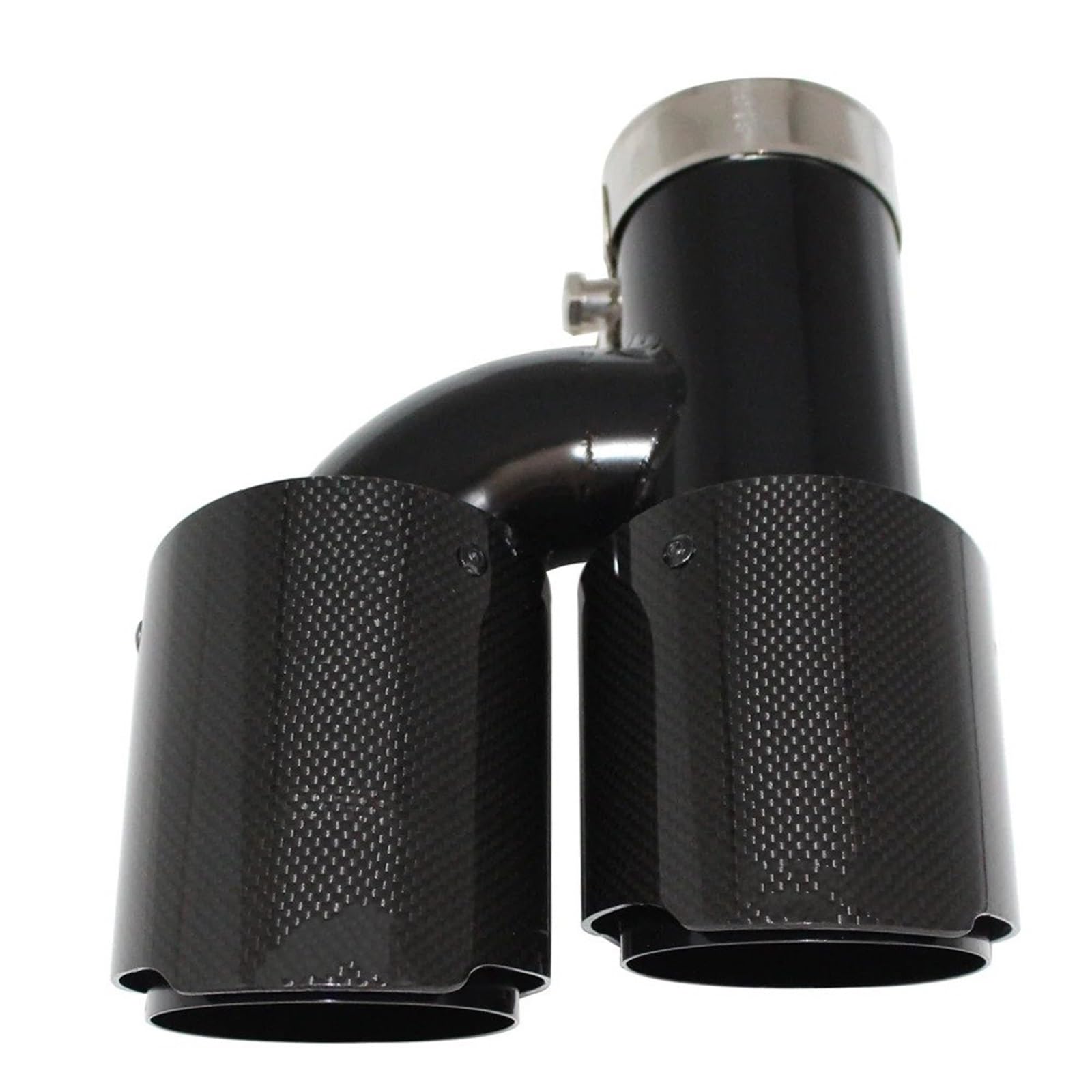 Auto Endrohre Auto Carbon Fiber Glänzend Schalldämpfer Spitze H Form Doppel Auspuffrohr Schalldämpfer Düse Universal Auto Auspuffrohr Endrohr(Right 51mm-101mm) von Mfibbmf