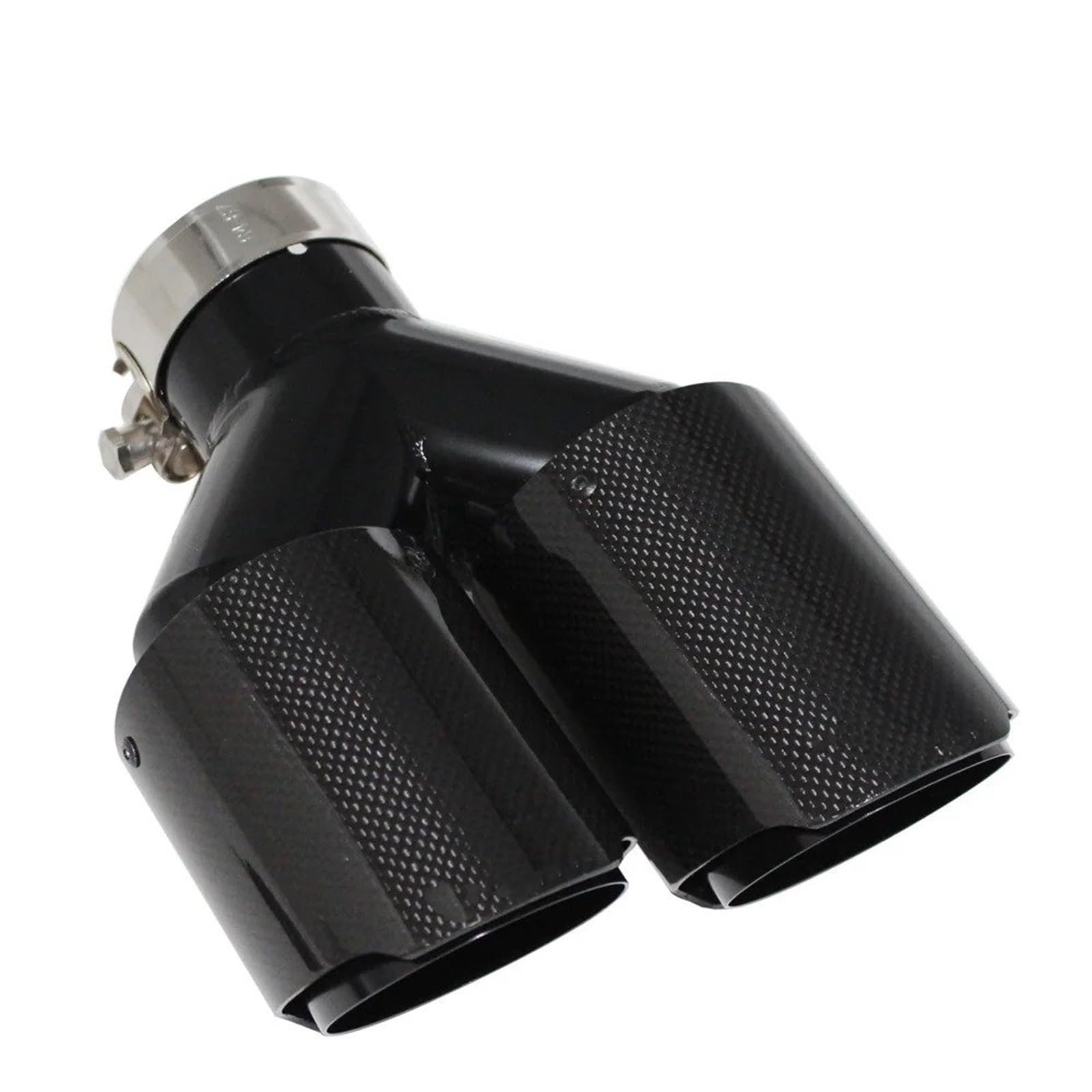 Auto Endrohre Auto Carbon Fiber Glänzend Schalldämpfer Spitze Y Form Doppel Auspuffrohr Schalldämpfer Düse Universal Auto Auspuffrohr Endrohr(Left 60mm-89mm) von Mfibbmf