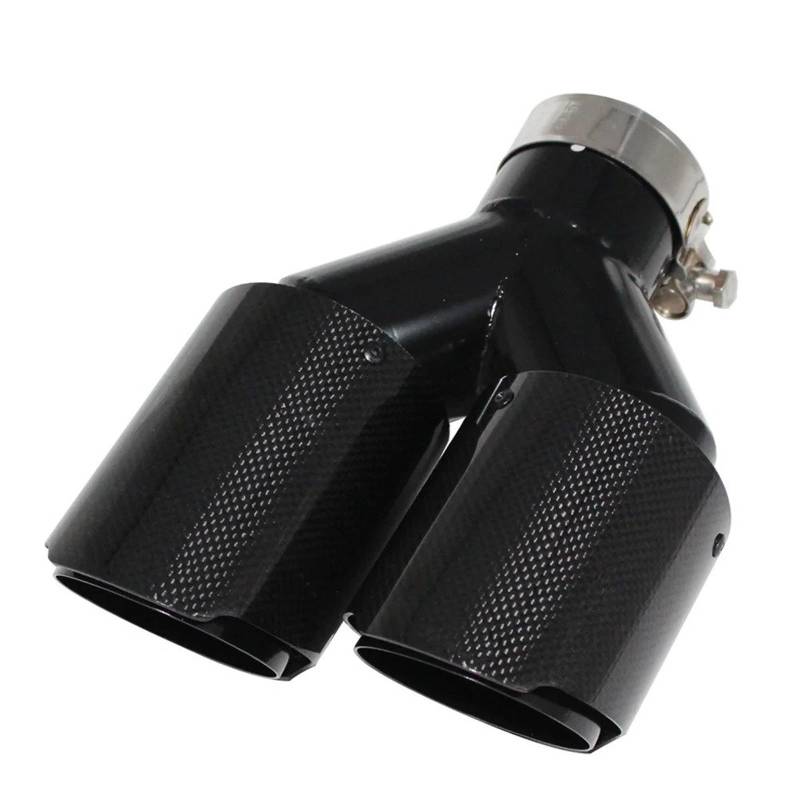 Auto Endrohre Auto Carbon Fiber Glänzend Schalldämpfer Spitze Y Form Doppel Auspuffrohr Schalldämpfer Düse Universal Auto Auspuffrohr Endrohr(Right 51mm-76mm) von Mfibbmf