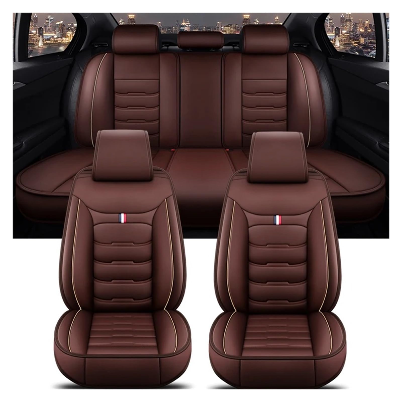 Mfibbmf Autositzüberzug Für 2er-Serie Alle Automodelle F22 F23 F44 F45 F46 G42 Universeller Autositzbezug Auto Schonbezüge(A-Coffee 5 Seat) von Mfibbmf