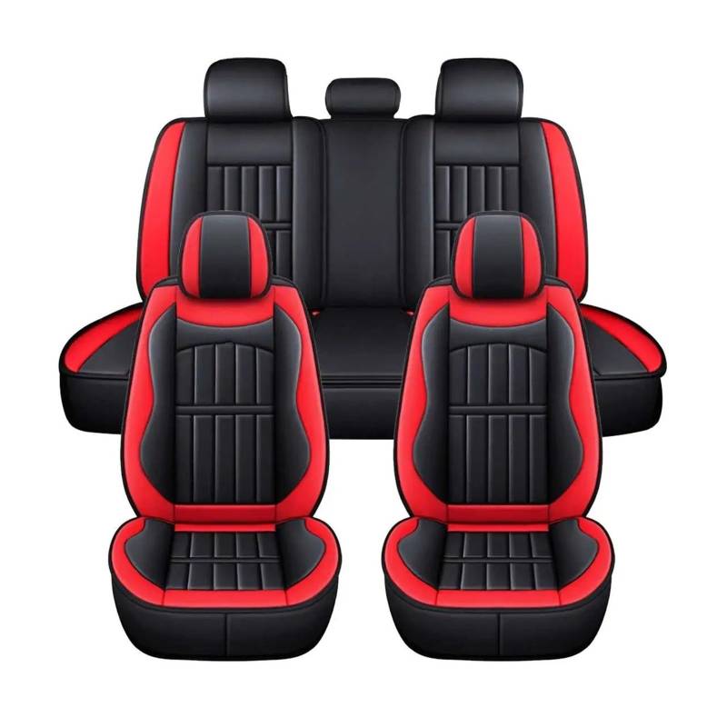 Mfibbmf Autositzüberzug Für 5 Sitze Volle Autositzbezüge Autos Sitzbezüge Schutzkissen Deluxe PU-Leder Vorne + Hinten Set SUV Truck Auto Schonbezüge(Red) von Mfibbmf