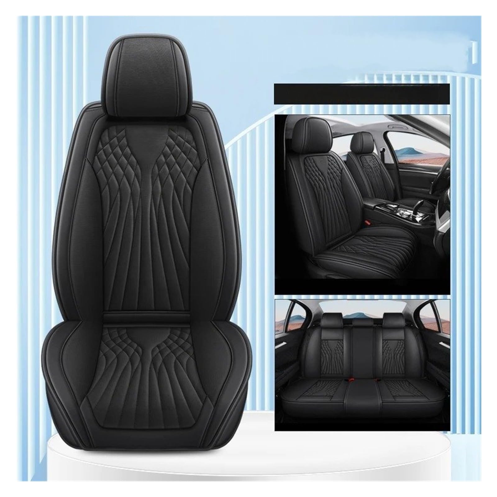 Mfibbmf Autositzüberzug Für Cadillac Für XT5 Für XT4 Für XT6 Für ATSL CT4 CT5 CT6 CT Für Cts All Inclusive Auto Leder Sitzbezug Auto Schonbezüge(All Black) von Mfibbmf