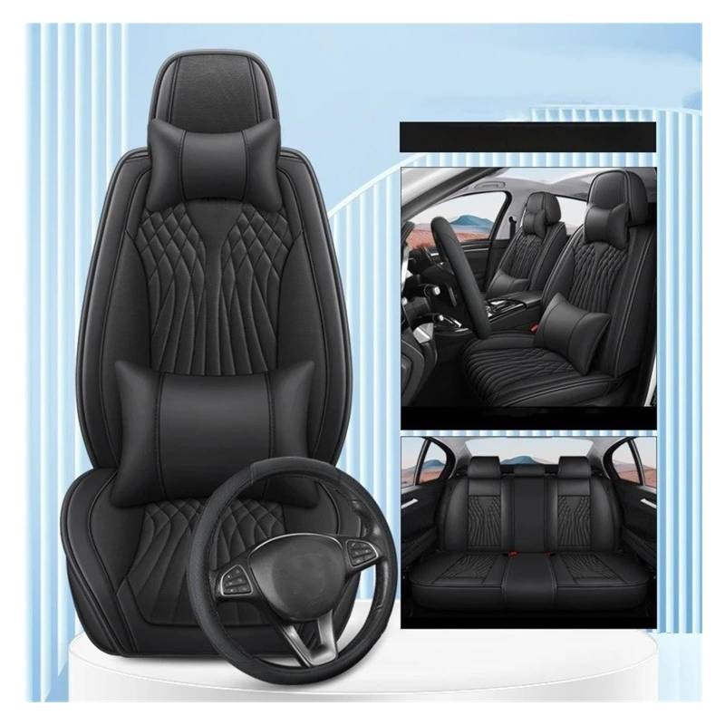 Mfibbmf Autositzüberzug Für Cadillac Für XT5 Für XT4 Für XT6 Für ATSL CT4 CT5 CT6 CT Für Cts All Inclusive Auto Leder Sitzbezug Auto Schonbezüge(All Black Pillow) von Mfibbmf