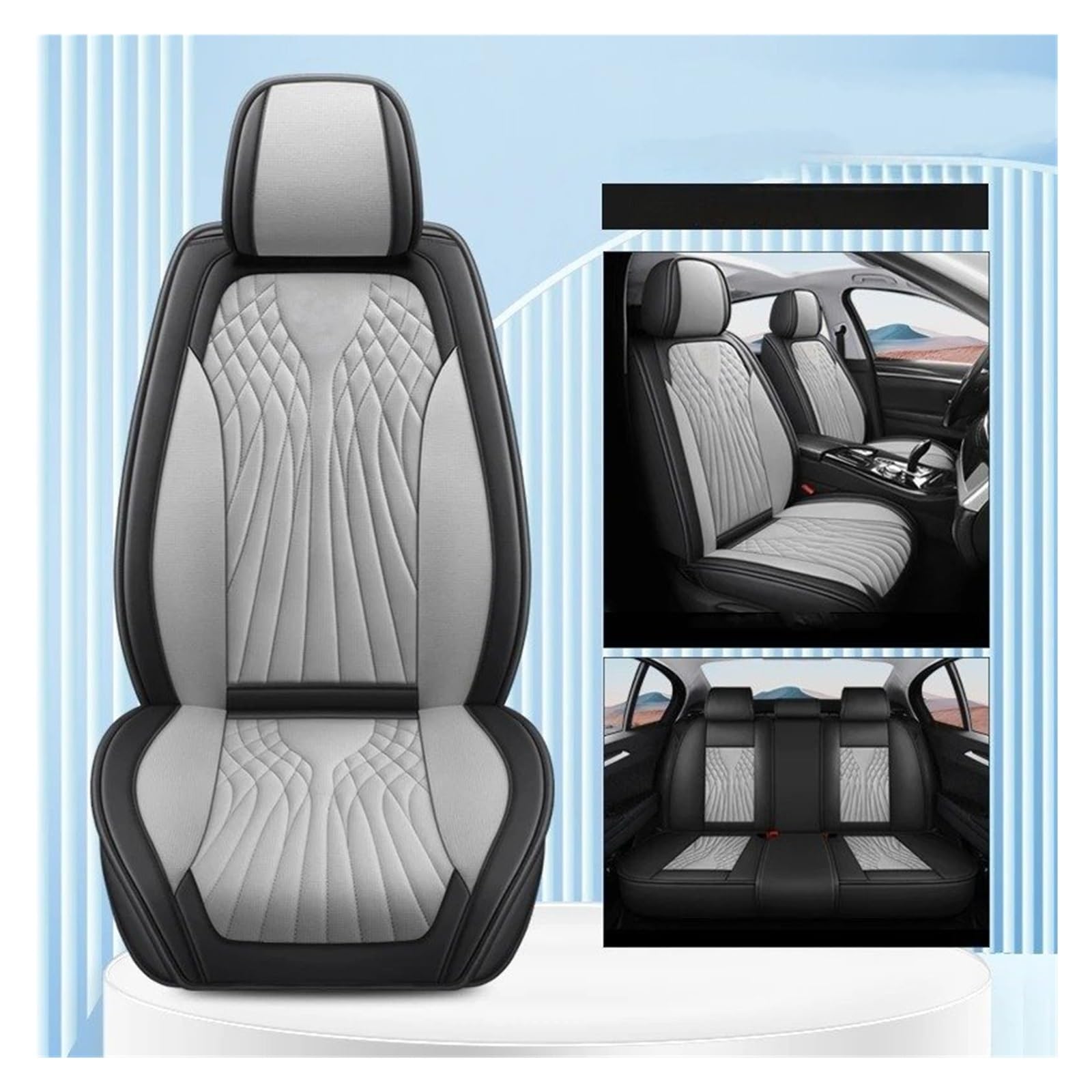 Mfibbmf Autositzüberzug Für Cadillac Für XT5 Für XT4 Für XT6 Für ATSL CT4 CT5 CT6 CT Für Cts All Inclusive Auto Leder Sitzbezug Auto Schonbezüge(Gray Black) von Mfibbmf