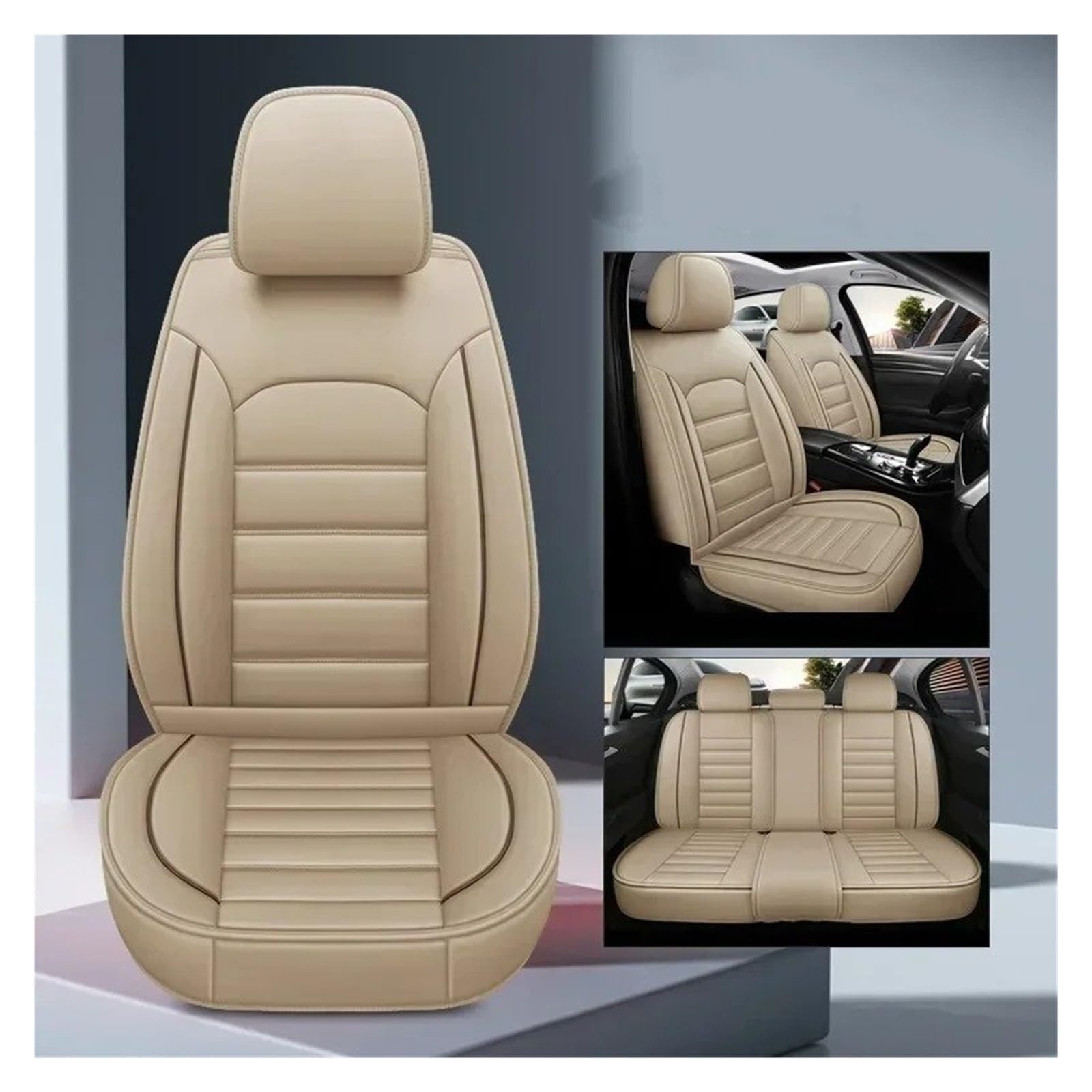 Mfibbmf Autositzüberzug Für Chery Für Tiggo 3 Für Tiggo 5 Für Tiggo 7 Für Tiggo 8 Universal Auto Sitzbezug Sitzschutz Auto Schonbezüge(A-Beige 5seat) von Mfibbmf