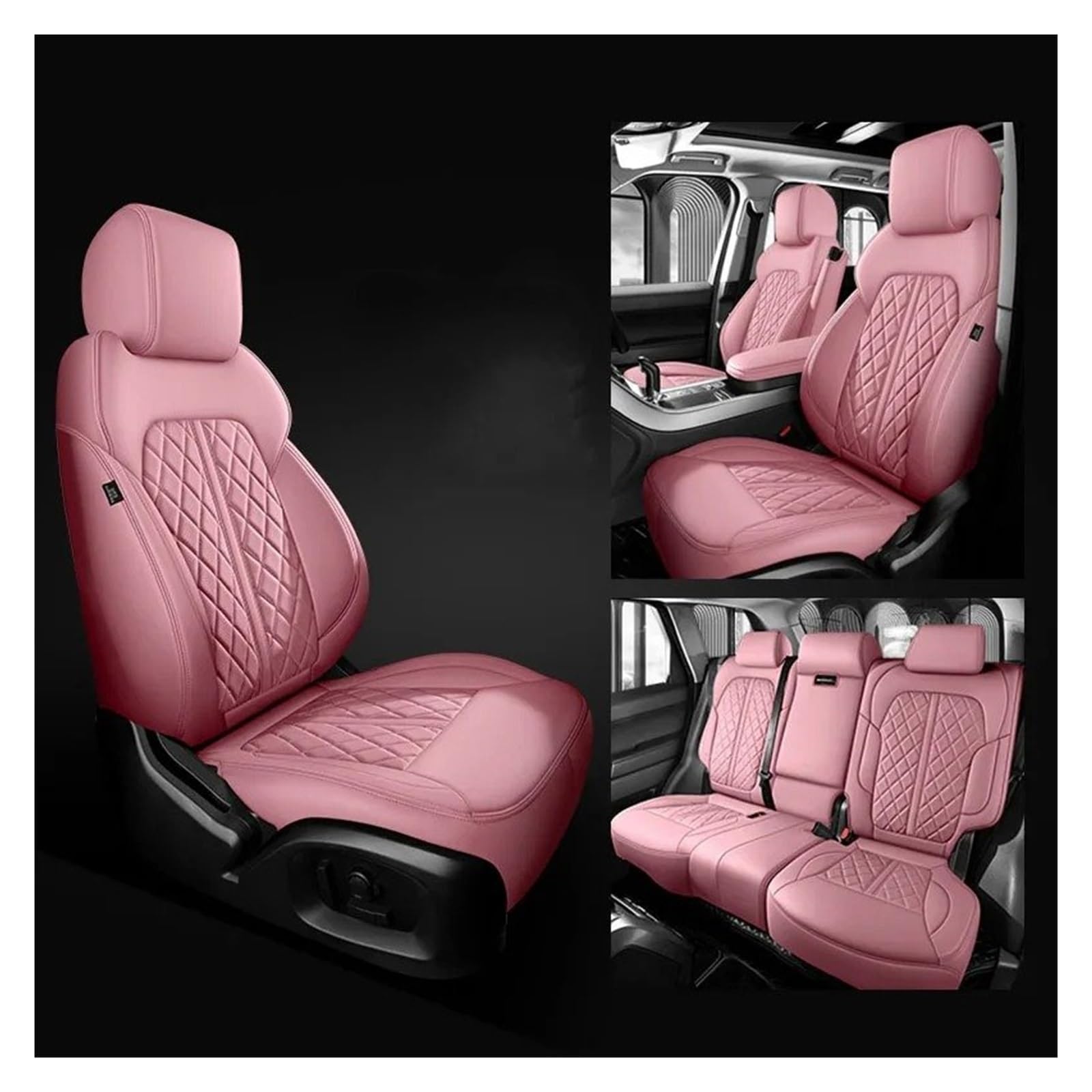 Mfibbmf Autositzüberzug Für FIAT 500 2011-2014 Für Punto Für Bravo Für Linea Für Freemont Autositzbezüge Komplettset Leder Auto Schonbezüge(PINK) von Mfibbmf