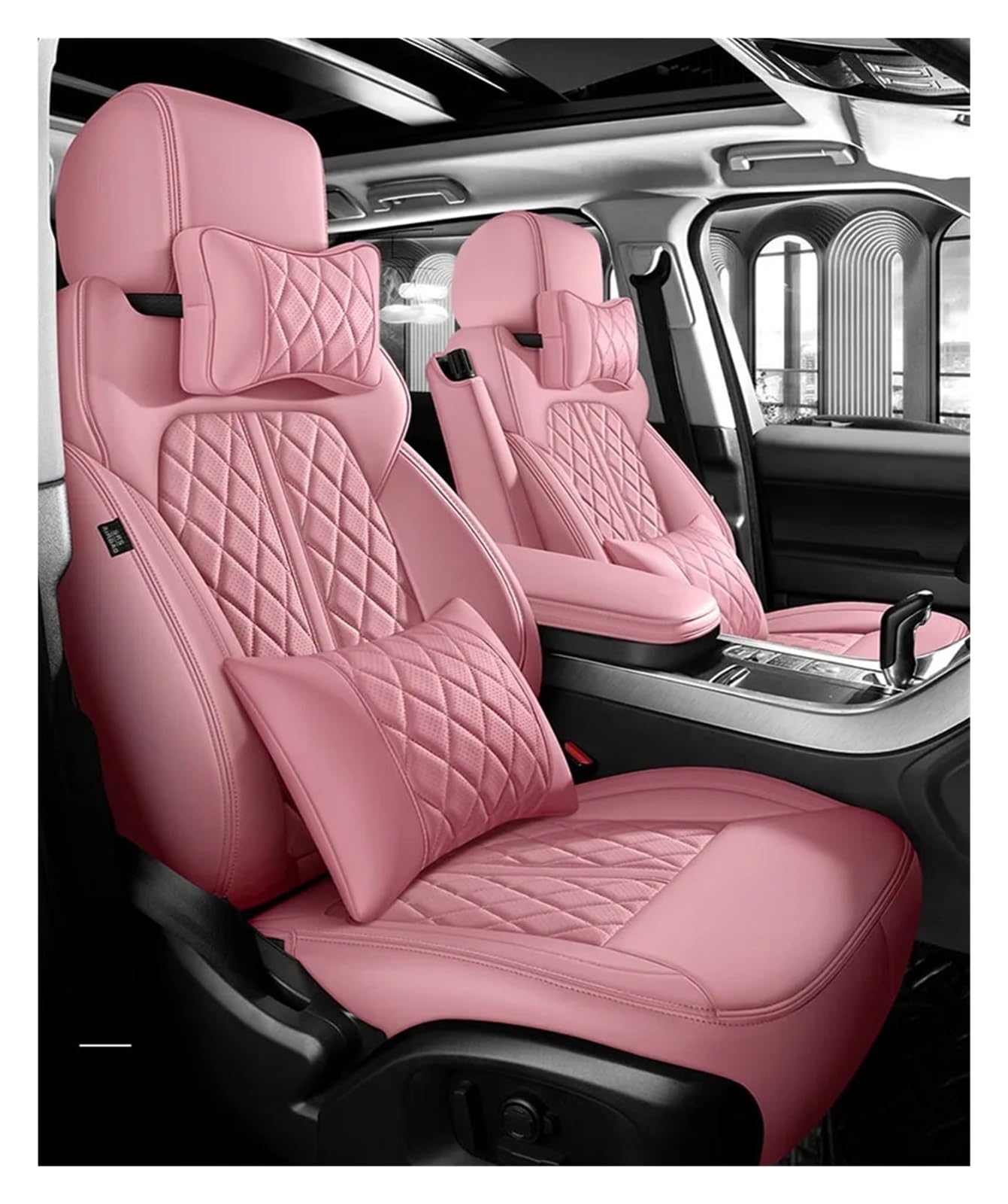 Mfibbmf Autositzüberzug Für FIAT 500 2011-2014 Für Punto Für Bravo Für Linea Für Freemont Autositzbezüge Komplettset Leder Auto Schonbezüge(PINK LUX) von Mfibbmf