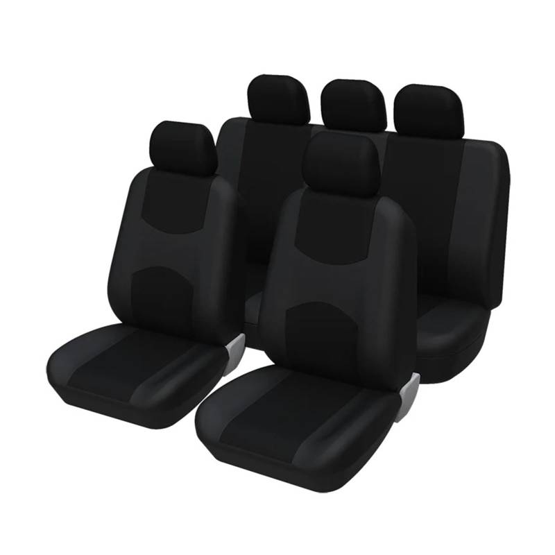 Mfibbmf Autositzüberzug Für Ford Für Fiesta Mk5 Universal-Autositzbezüge-Set Vorne Und Hinten Komplett Mit Kopfstützenbezügen Auto Schonbezüge(Schwarz) von Mfibbmf