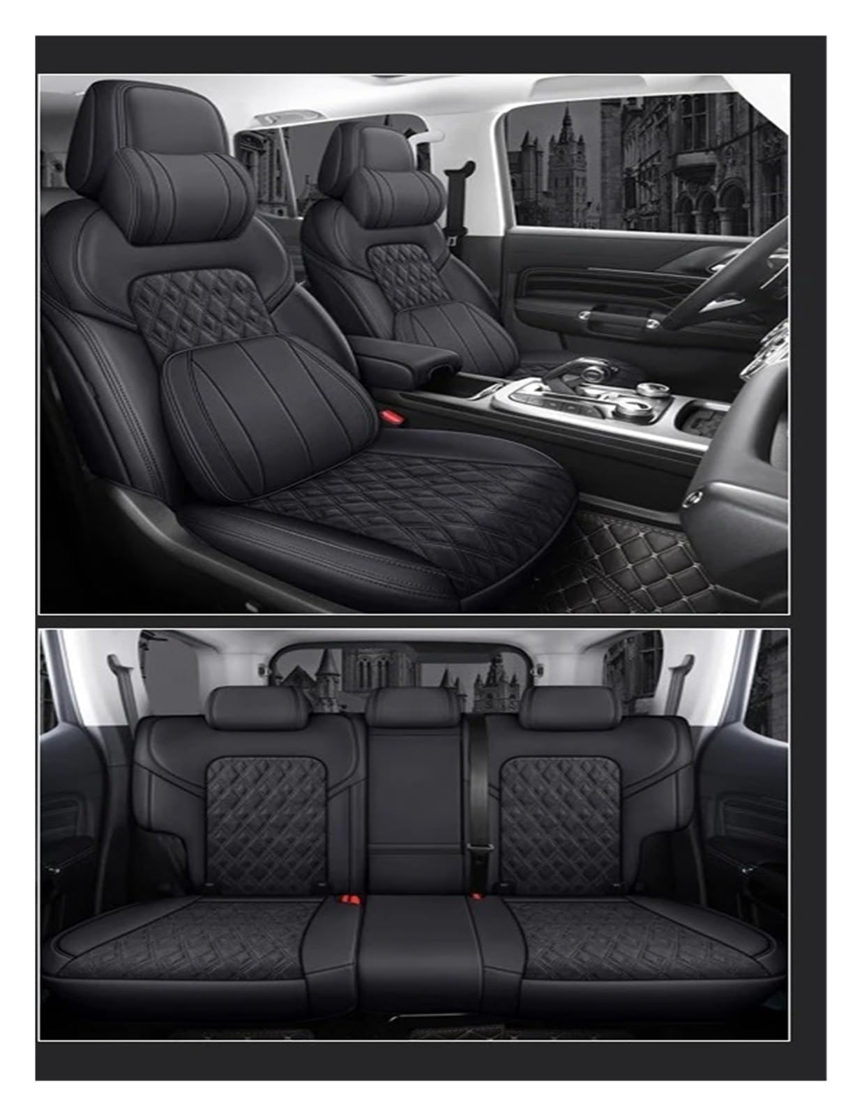 Mfibbmf Autositzüberzug Für G-Klasse G350 G55 G500 G63 Für AMG W463 Autositzbezug Auto Schonbezüge(Black LUX) von Mfibbmf