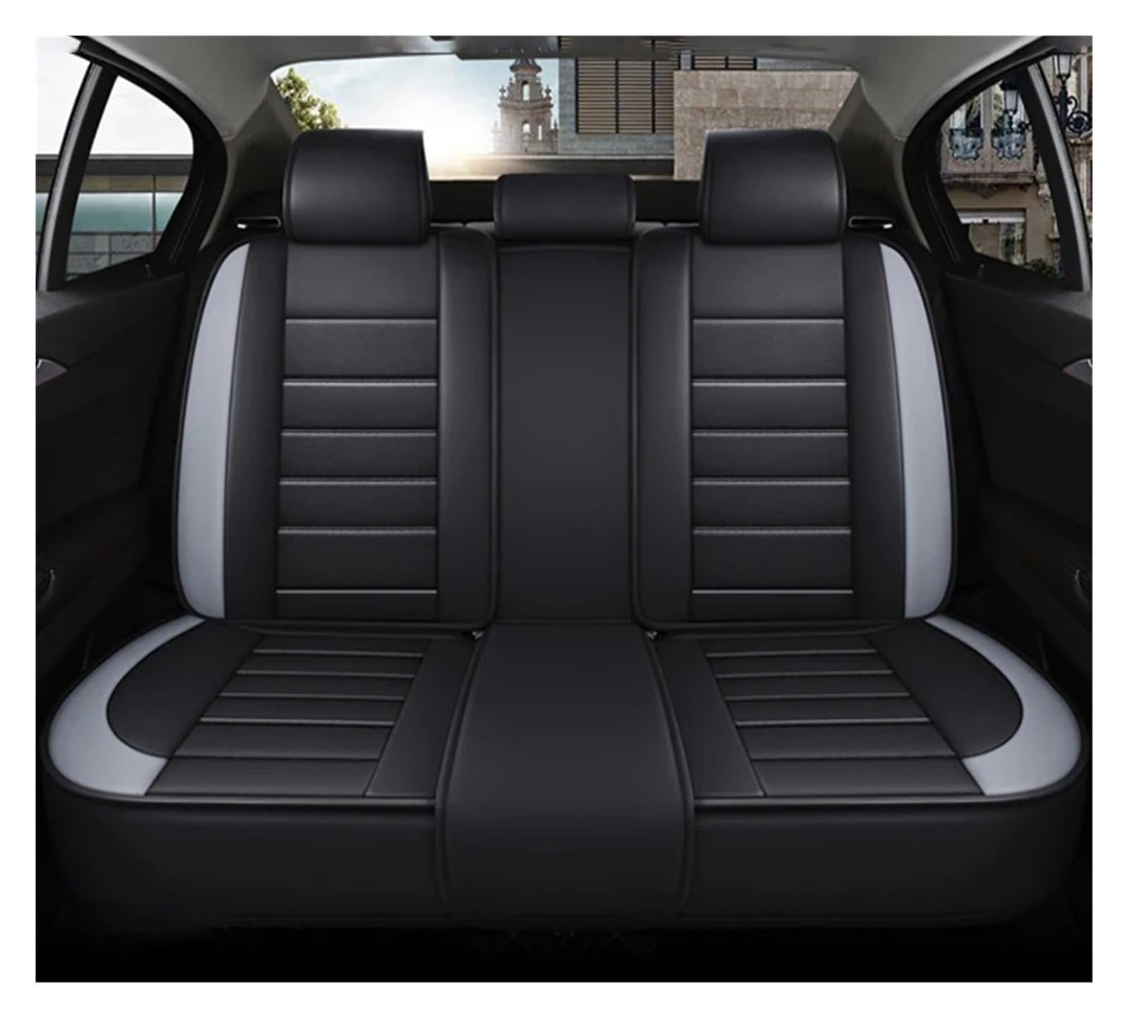 Mfibbmf Autositzüberzug Für Geely Für Coolray Für Atlas Für Pro Für Geometrie C Für Tugella Für Emgrand Ec7 Universeller Autositzbezug Auto Schonbezüge(Rear Seats Gray) von Mfibbmf