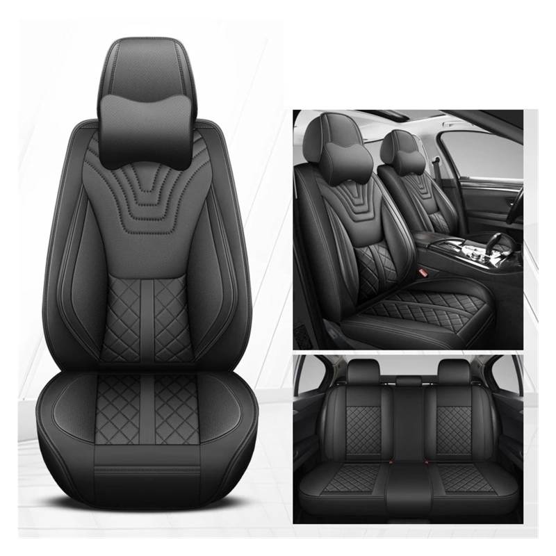 Mfibbmf Autositzüberzug Für Haval Alle Modelle Für Haval Für Hover F7 F5 H6 H7 H5 H8 H9 M6 H2S H1 H2 Universal Leder Auto Sitz Abdeckung Auto Schonbezüge(All Black Pillow) von Mfibbmf