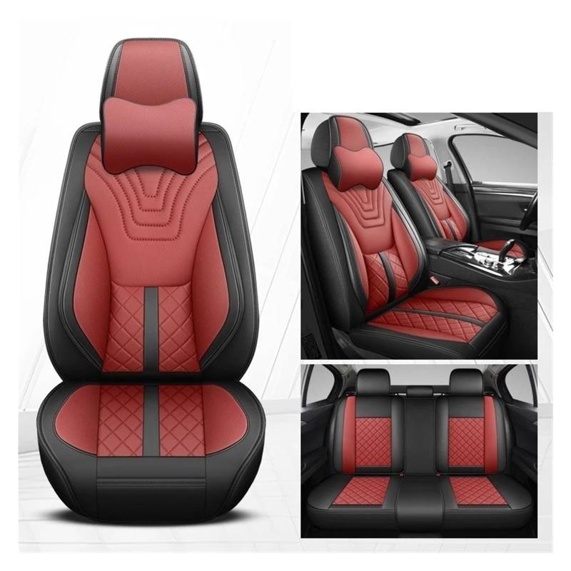 Mfibbmf Autositzüberzug Für Haval Alle Modelle Für Haval Für Hover F7 F5 H6 H7 H5 H8 H9 M6 H2S H1 H2 Universal Leder Auto Sitz Abdeckung Auto Schonbezüge(Black red Pillow) von Mfibbmf