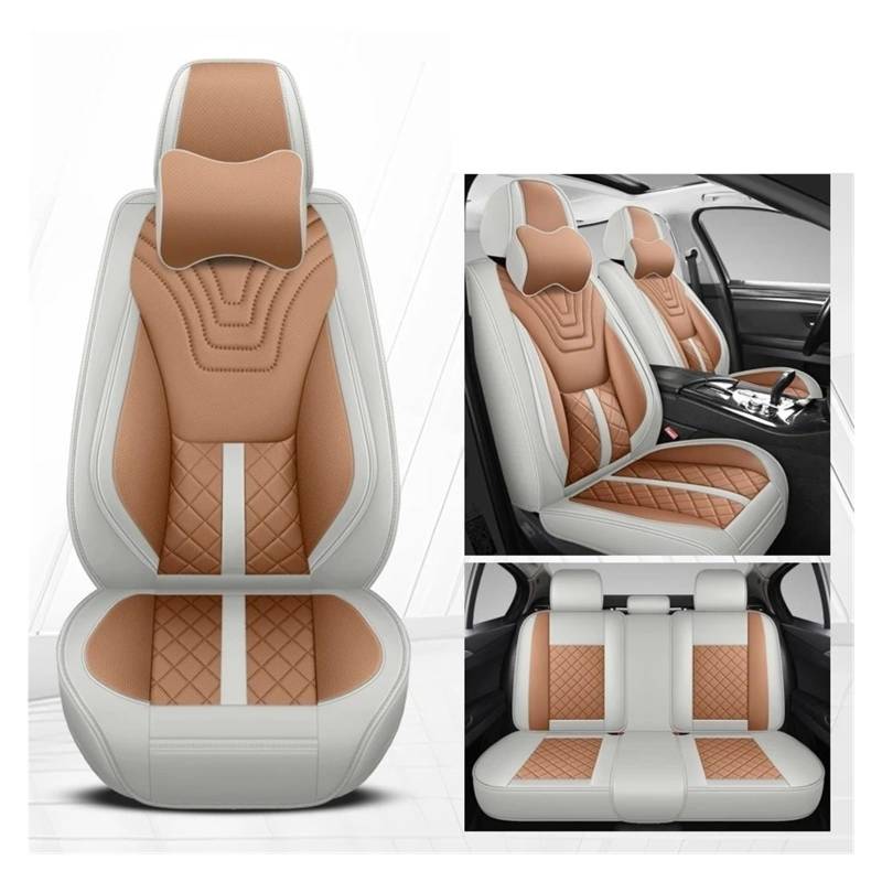 Mfibbmf Autositzüberzug Für Haval Alle Modelle Für Haval Für Hover F7 F5 H6 H7 H5 H8 H9 M6 H2S H1 H2 Universal Leder Auto Sitz Abdeckung Auto Schonbezüge(Coffee Brown Pillow) von Mfibbmf