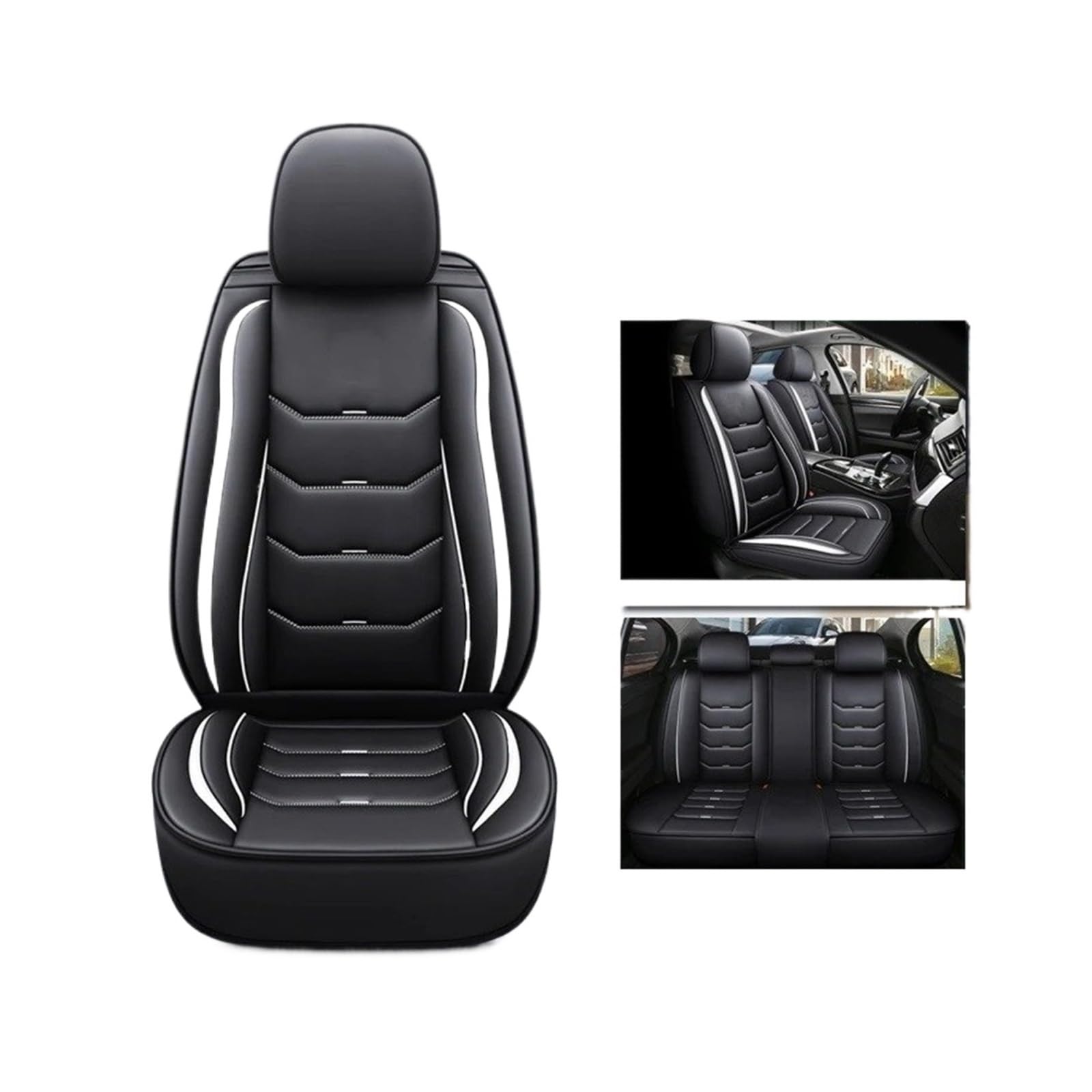 Mfibbmf Autositzüberzug Für Hyundai Für Mistra Für MoInca Für Custo Für Elantra Für Verna Für Reina Für Tuscson Für Accent Autositzbezug Auto Schonbezüge(A-Black White 5seat) von Mfibbmf