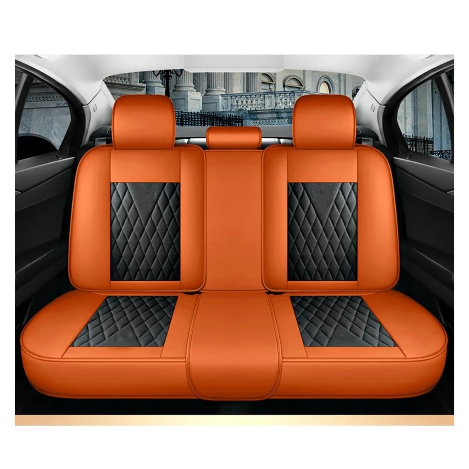 Mfibbmf Autositzüberzug Für Jeep Für Cherokee WK2 WJ 2004 2014 Für Patriot Für Wrangler Für Compass 2007 2019 Für Renegade Für Grand Autositzbezug Auto Schonbezüge(Black Orange Rear) von Mfibbmf