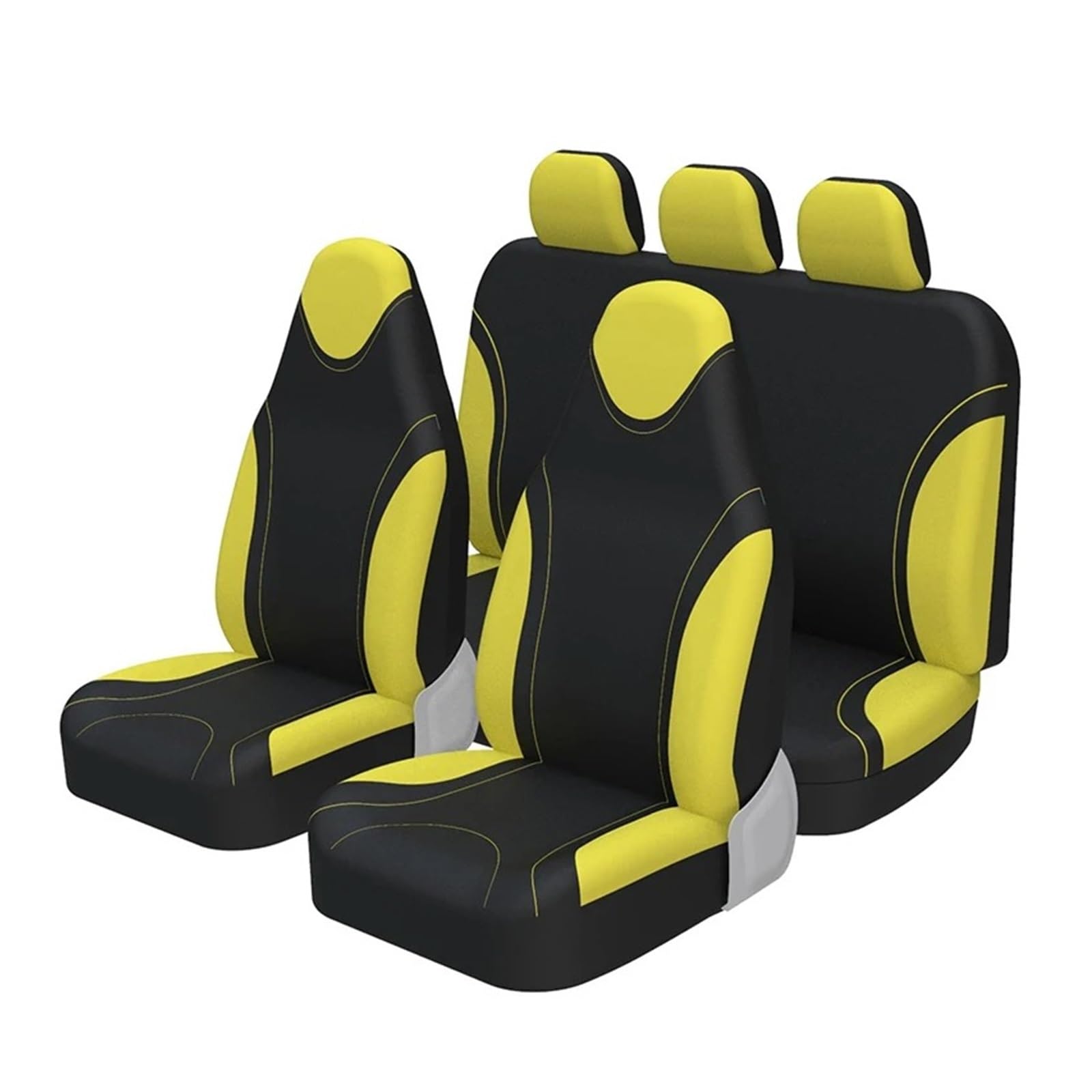 Mfibbmf Autositzüberzug Für Kaptur Für Captur 2016 2017 2018 2019 Integrierter Schalensitzbezug Auto Schonbezüge(Yellow 5 Piece) von Mfibbmf