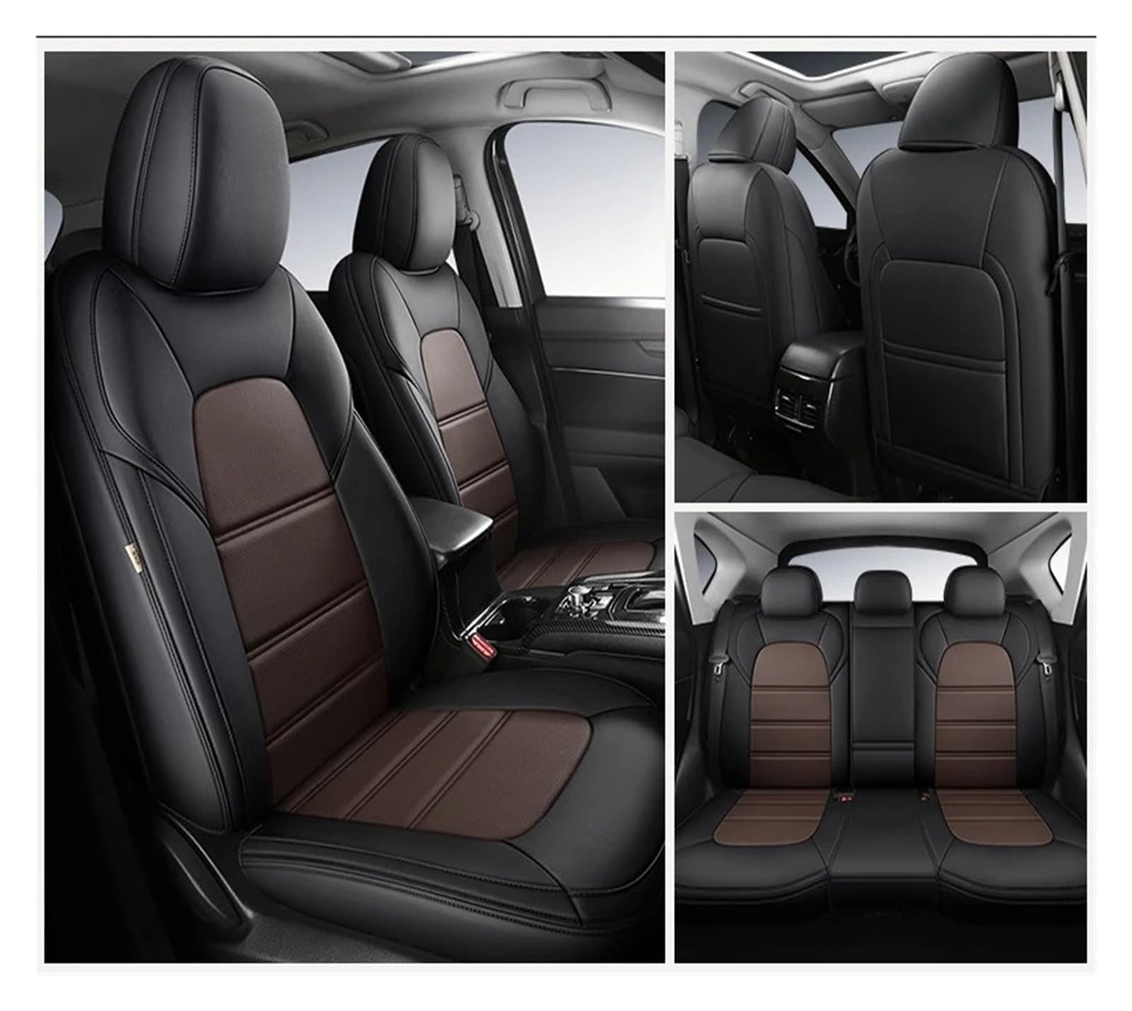 Mfibbmf Autositzüberzug Für Kia Für Sportage Für Sorento Für Stonic Für Soul Für Rio Für Seltos Für Optima Auto Sitzbezug Auto Schonbezüge(5Piece-Black Coffee) von Mfibbmf