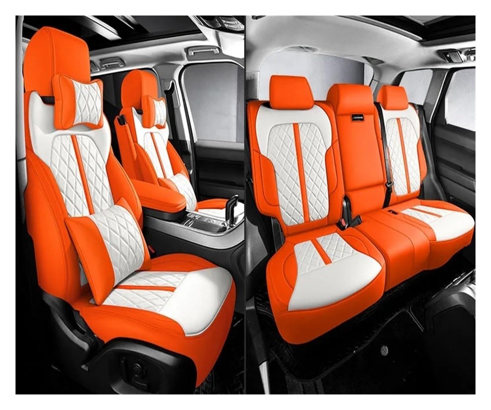 Mfibbmf Autositzüberzug Für Megane 2 3 Für Duster Für Talisman Für Scenic Für Captur Für Clio Für Fluence Für Kangoo Für Logan Für Kadjar Autositzbezüge Auto Schonbezüge(ORANGE White LUX) von Mfibbmf