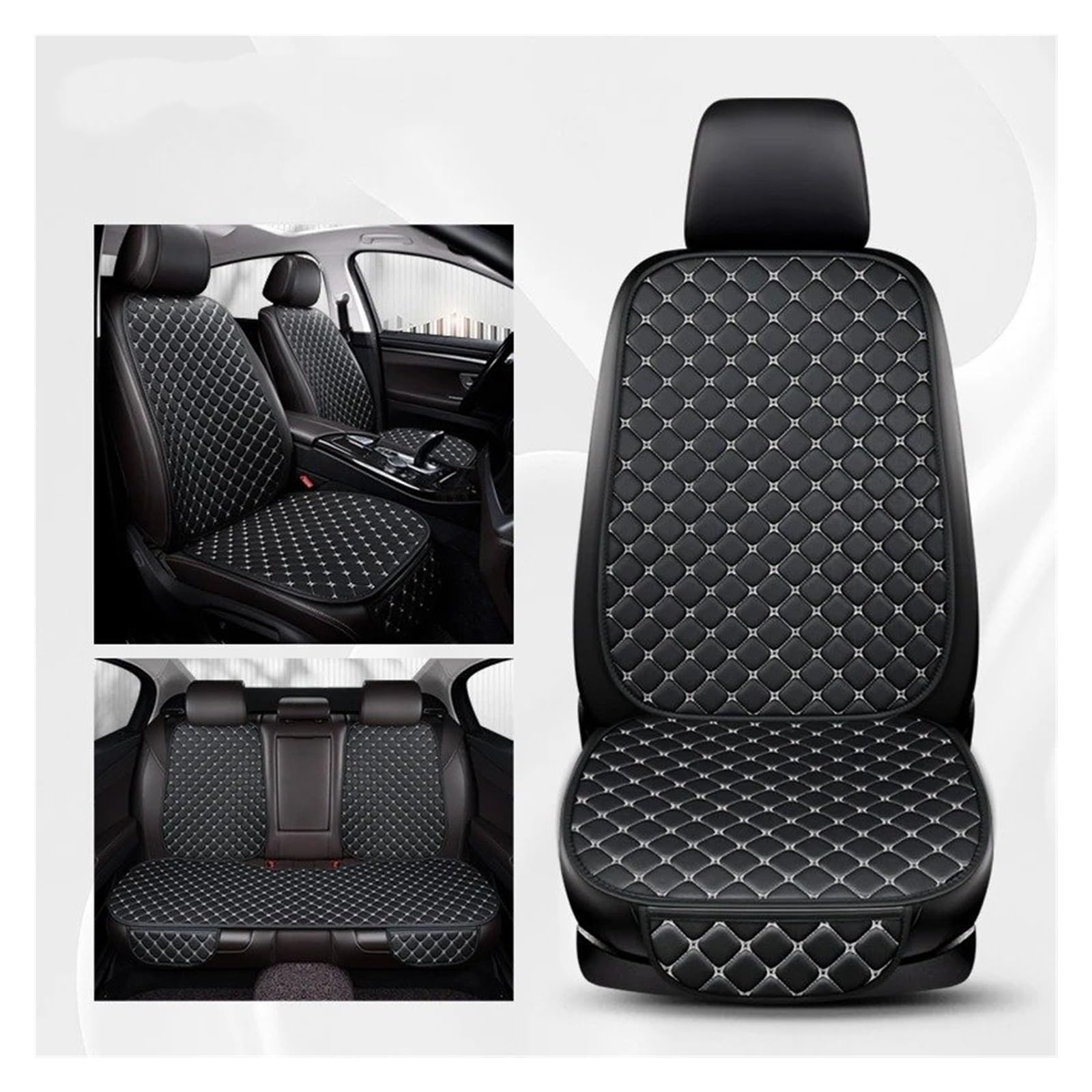 Mfibbmf Autositzüberzug Für Mini Für Cooper F56 Für Countryman Für Clubman Universal PU Leder Sitzbezüge Auto Sitzbezug Auto Schonbezüge(Black White 5 Seats) von Mfibbmf