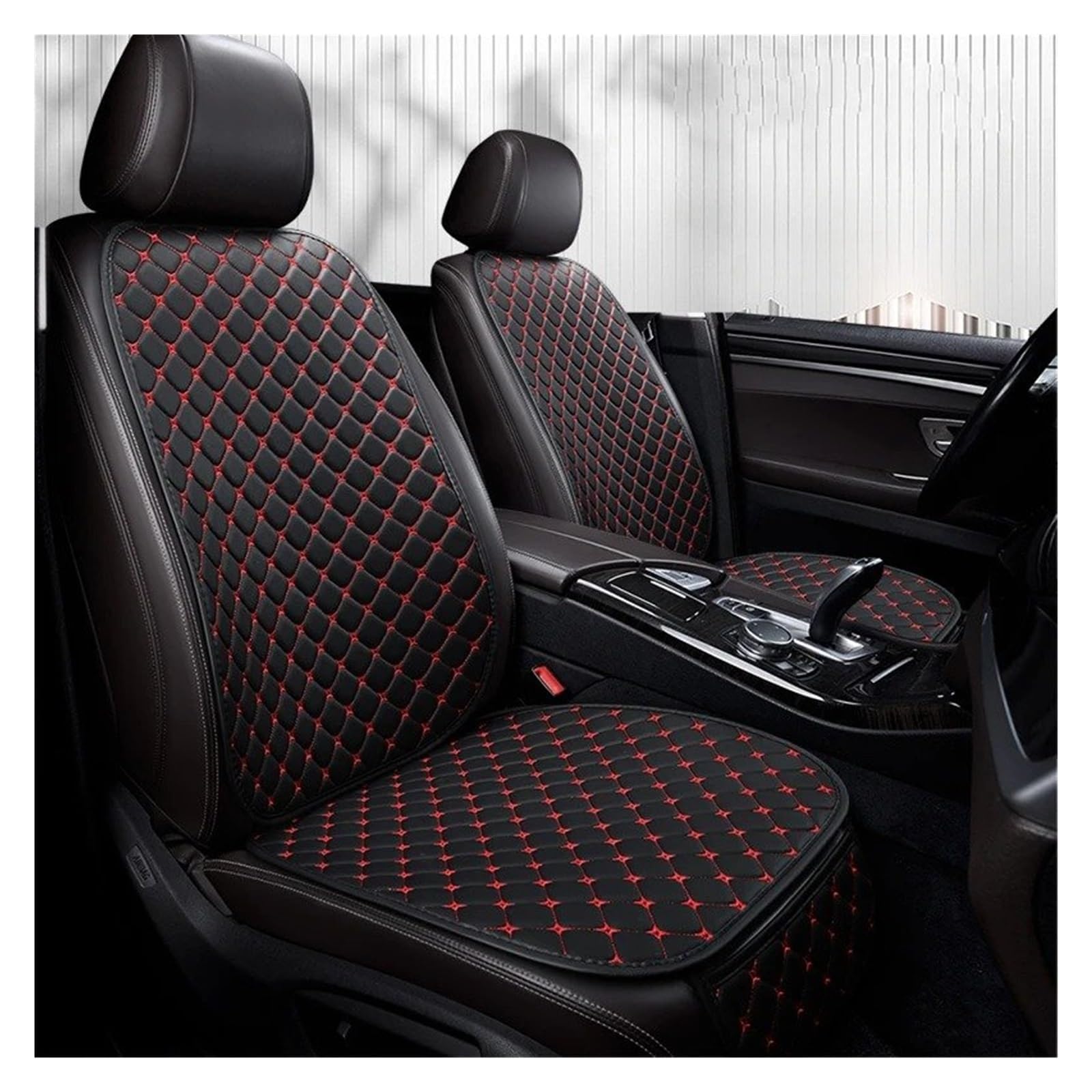 Mfibbmf Autositzüberzug Für Mini Für Cooper F56 Für Countryman Für Clubman Universal PU Leder Sitzbezüge Auto Sitzbezug Auto Schonbezüge(Black red 2 Seats) von Mfibbmf