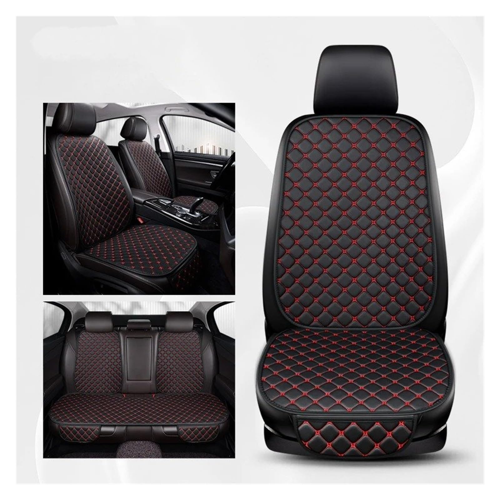 Mfibbmf Autositzüberzug Für Mini Für Cooper F56 Für Countryman Für Clubman Universal PU Leder Sitzbezüge Auto Sitzbezug Auto Schonbezüge(Black red 5 Seats) von Mfibbmf