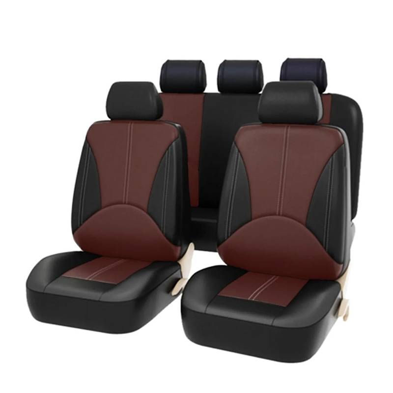 Mfibbmf Autositzüberzug Für Mitsubishi Für ASX 308 Für Eclipse Für Cross Für Grandis Für Montero Für Lancer Für Pajero Für Outlander Auto Sitzbezüge Auto Schonbezüge(ZT04-5Seats-Brown) von Mfibbmf