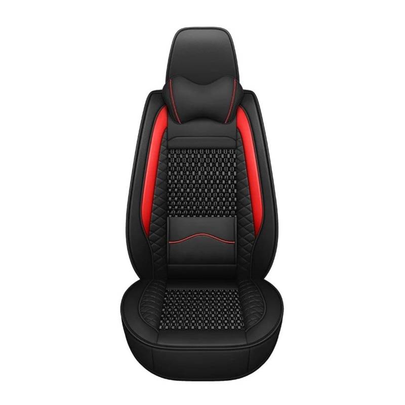 Mfibbmf Autositzüberzug Für SEAT Alle Modelle Für Leon Für Ibiza Für Tarraco Für Ateca Für Arona Für Altea Atmungsaktiver Autositzbezug Aus Eisseide Aus Leder Auto Schonbezüge(Black red Pillow) von Mfibbmf