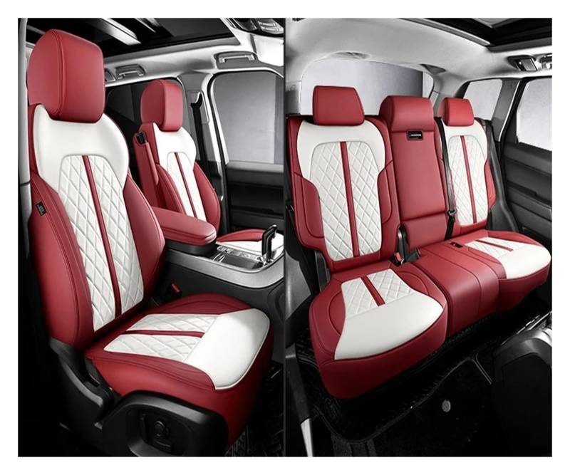 Mfibbmf Autositzüberzug Für Tesla Für Modell Y 2023 3 2022 X Auto Sitzbezüge Leder Auto Zubehör Auto Schonbezüge(5Piece-Wine Red) von Mfibbmf