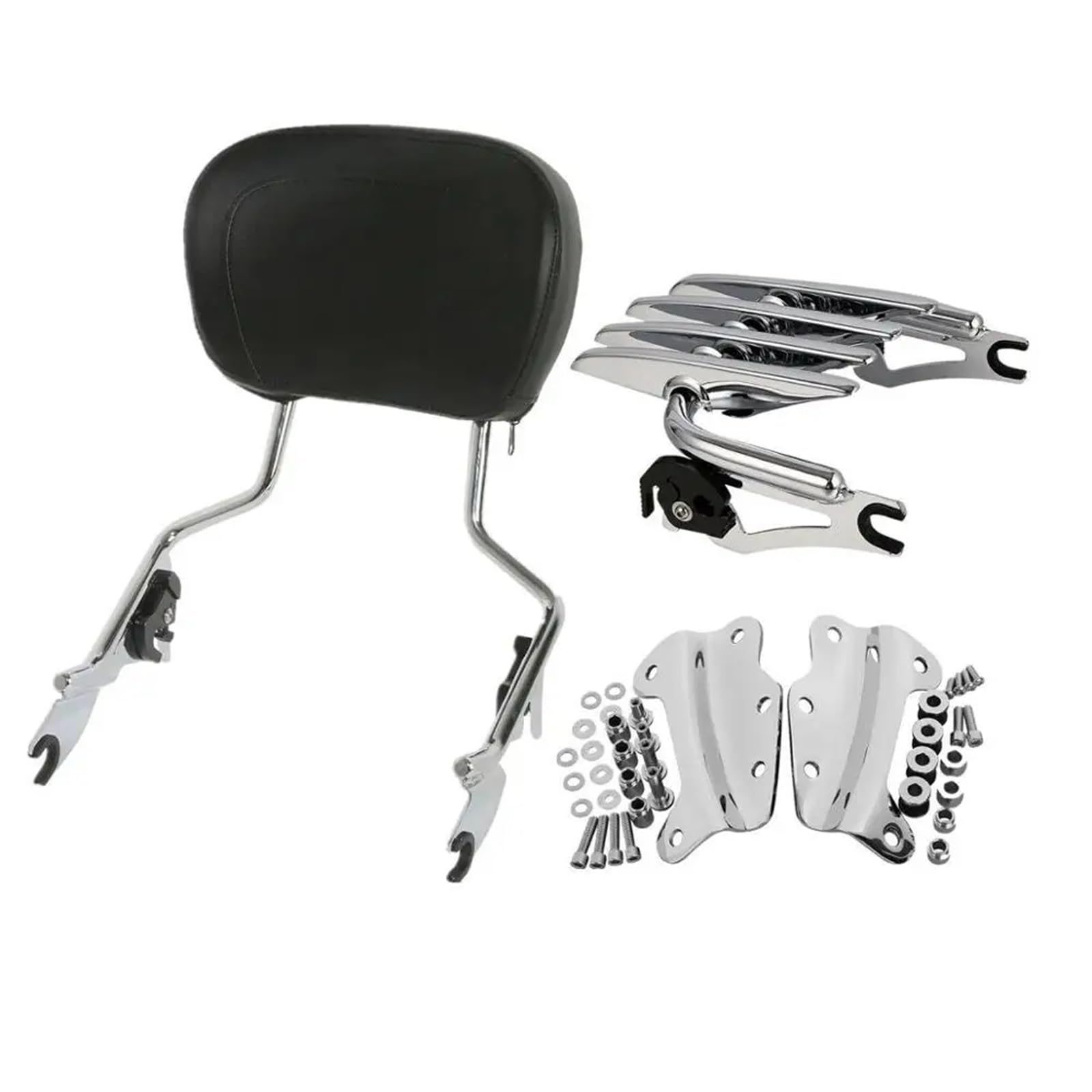 Motorrad Gepäckträger Hinten Für Touring Für Road King Für Street Glide Für FLHT Für FLHR 2009-2013 Motorrad Rückenlehne Sissy Bar Stealth Gepäckträger & Docking Kit Heckgepäckträger(Chrome) von Mfibbmf