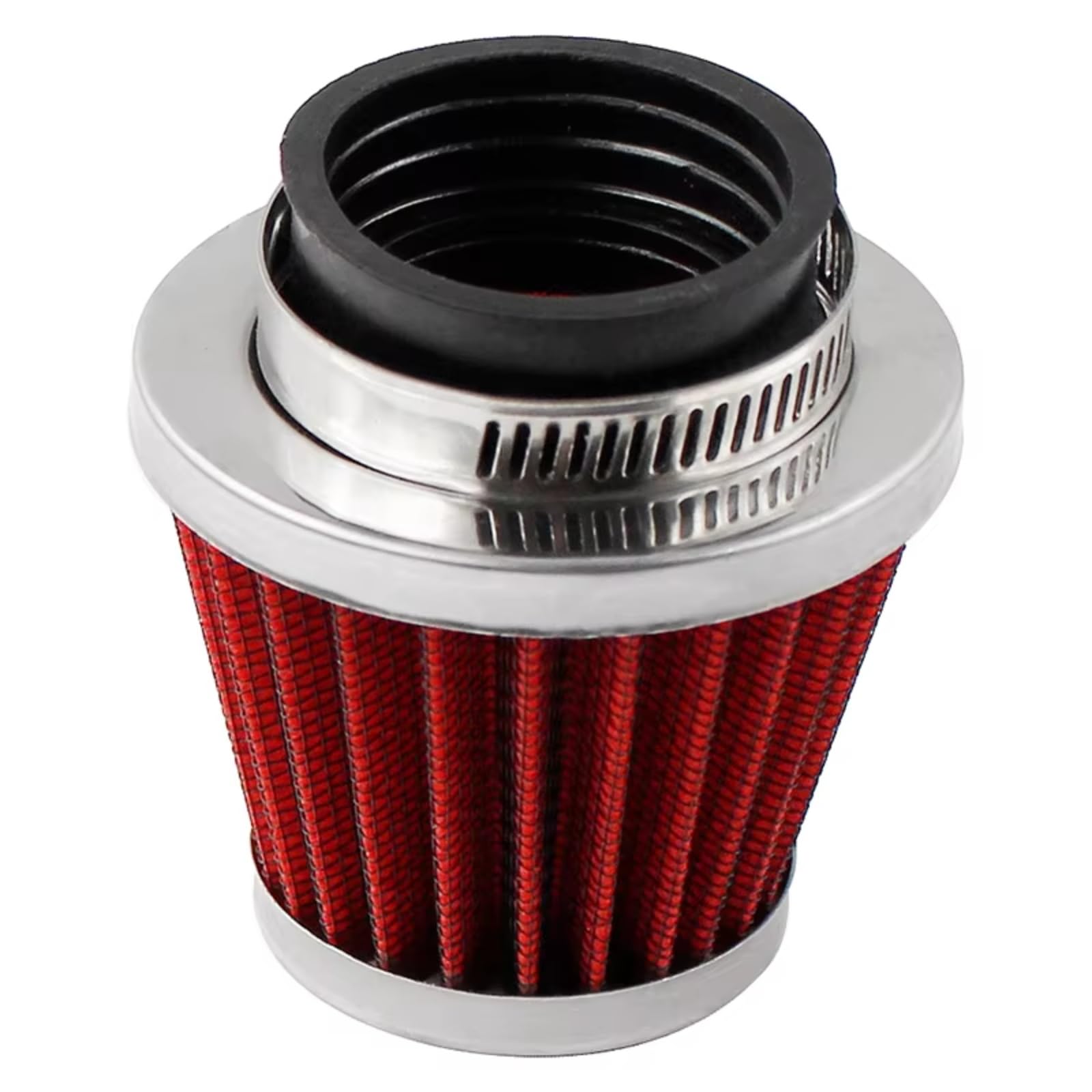 Motorrad Luftfilter Für Suzuki Rot/Schwarz/Silber 42mm Motorrad Pilz Kopf Intake Clamp-on Luftfilter Reiniger Luftfilter Motorrad(1PC Red) von Mfibbmf