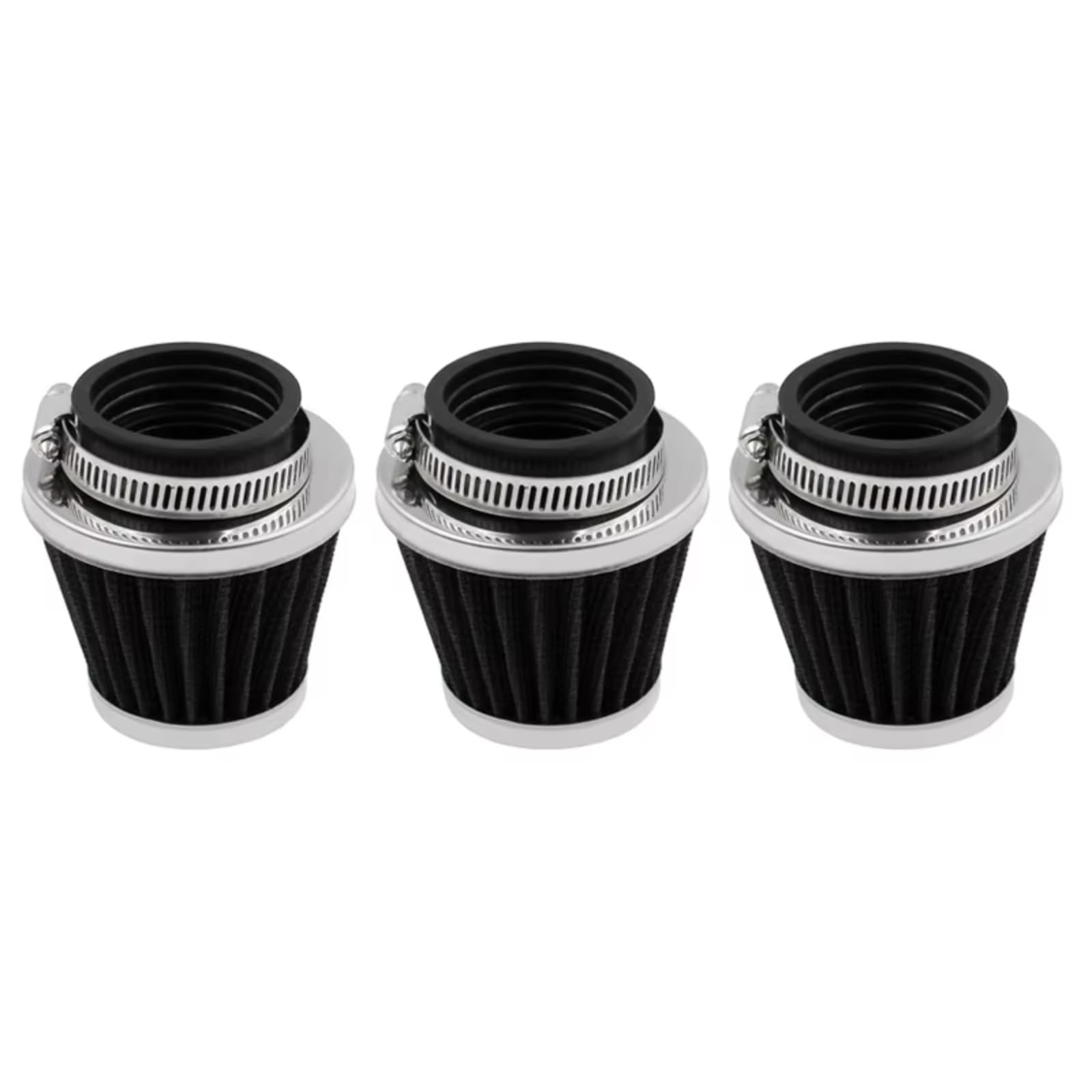 Motorrad Luftfilter Für Suzuki Rot/Schwarz/Silber 42mm Motorrad Pilz Kopf Intake Clamp-on Luftfilter Reiniger Luftfilter Motorrad(3PCS Black) von Mfibbmf