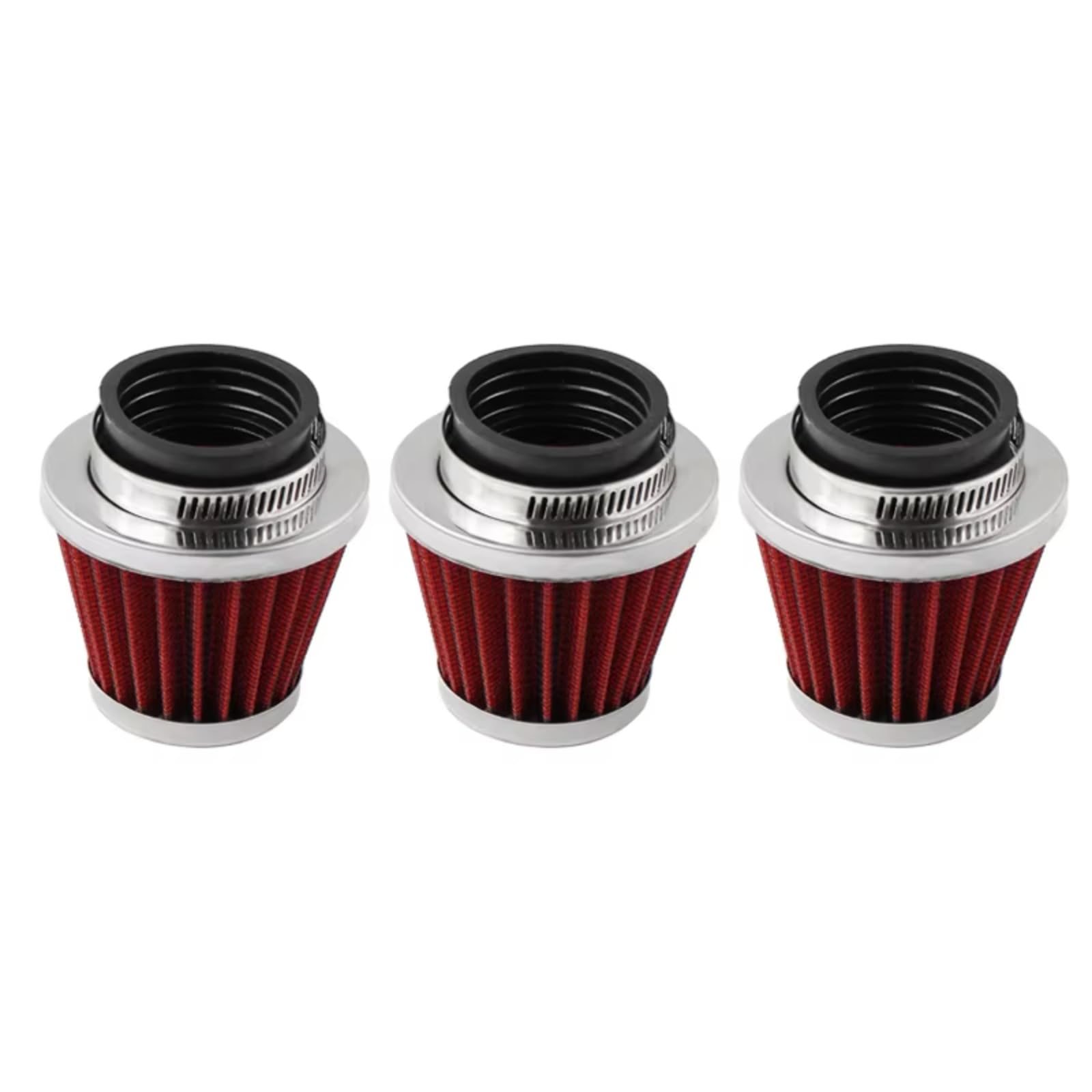 Motorrad Luftfilter Für Suzuki Rot/Schwarz/Silber 42mm Motorrad Pilz Kopf Intake Clamp-on Luftfilter Reiniger Luftfilter Motorrad(3PCS Red) von Mfibbmf