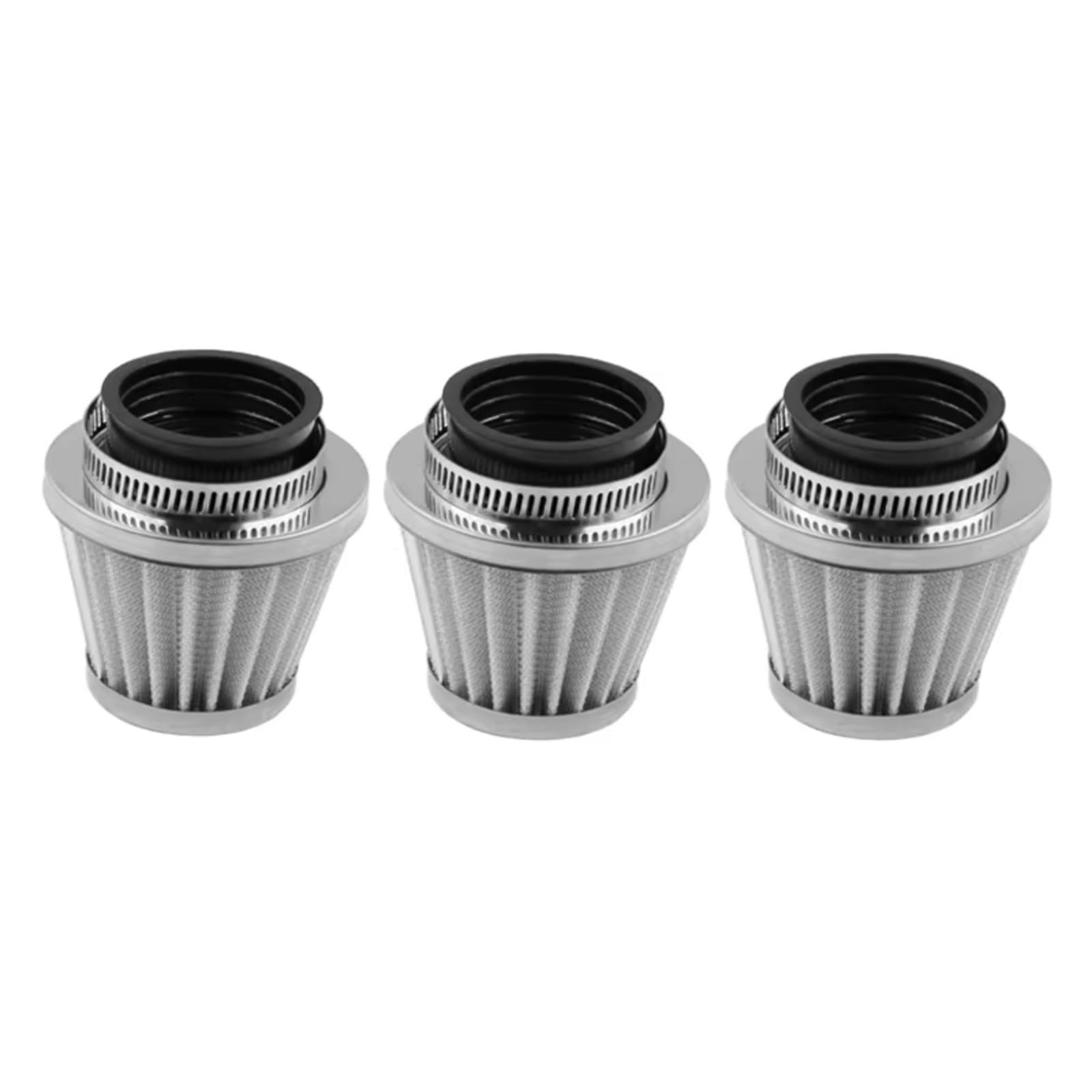 Motorrad Luftfilter Für Suzuki Rot/Schwarz/Silber 42mm Motorrad Pilz Kopf Intake Clamp-on Luftfilter Reiniger Luftfilter Motorrad(3PCS Silver) von Mfibbmf