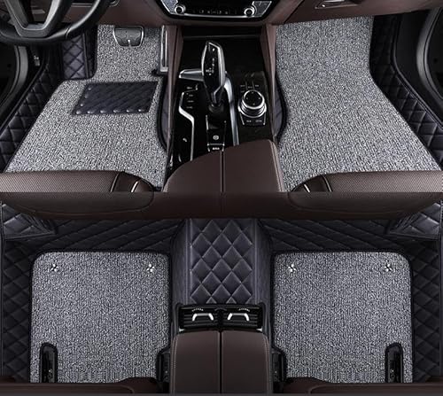 Auto-FußMatten für Ford Mustang 2011-2014,Rechteckiges Fersenpolster,Wasserdicht,Komplettes Set, Leicht Zu Reinigender Polster, Teppiche, Schutz Den Innenraum,Black Black + Gray Silk Loop von Mhfdpp