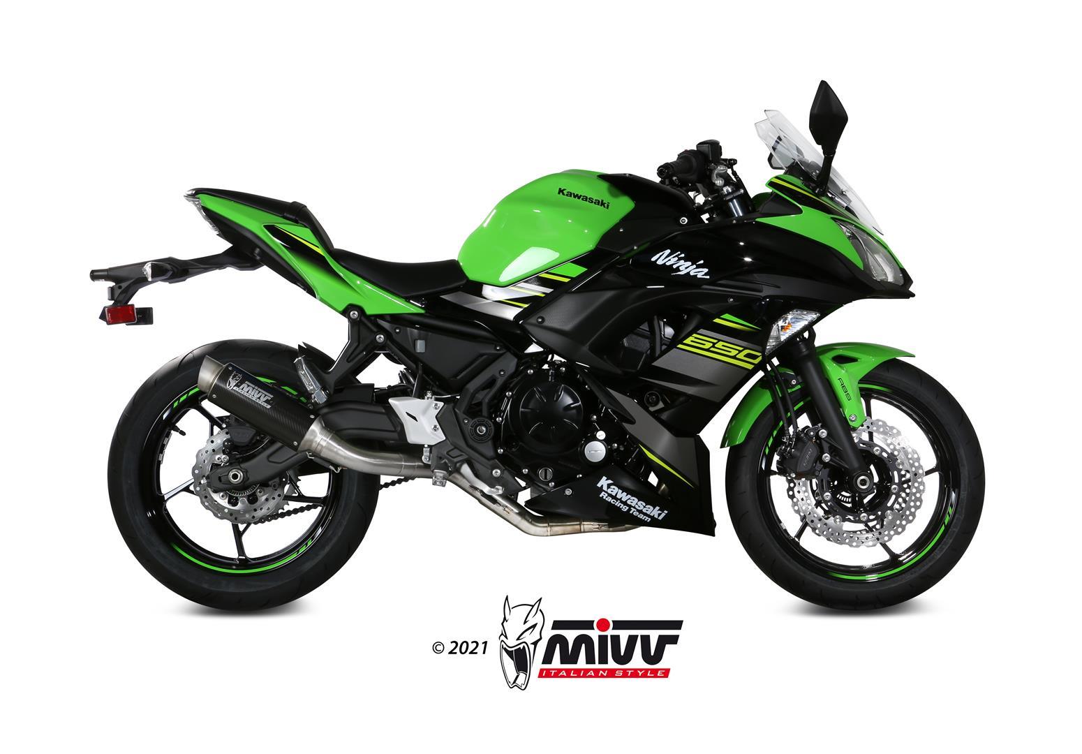 Sport Auspuff Komplettanlage MIVV GP PRO Carbon Kawasaki Ninja 650 Bj. 2017-2023 EURO-4 / EURO-5 ABE von MiVV