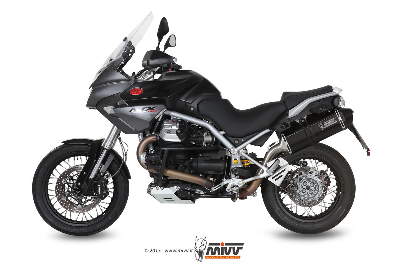 Sport Auspuff MIVV Speed Edge Steel Black Moto Guzzi Stelvio 1200 Bj. 2008-2016 mit ABE von MiVV