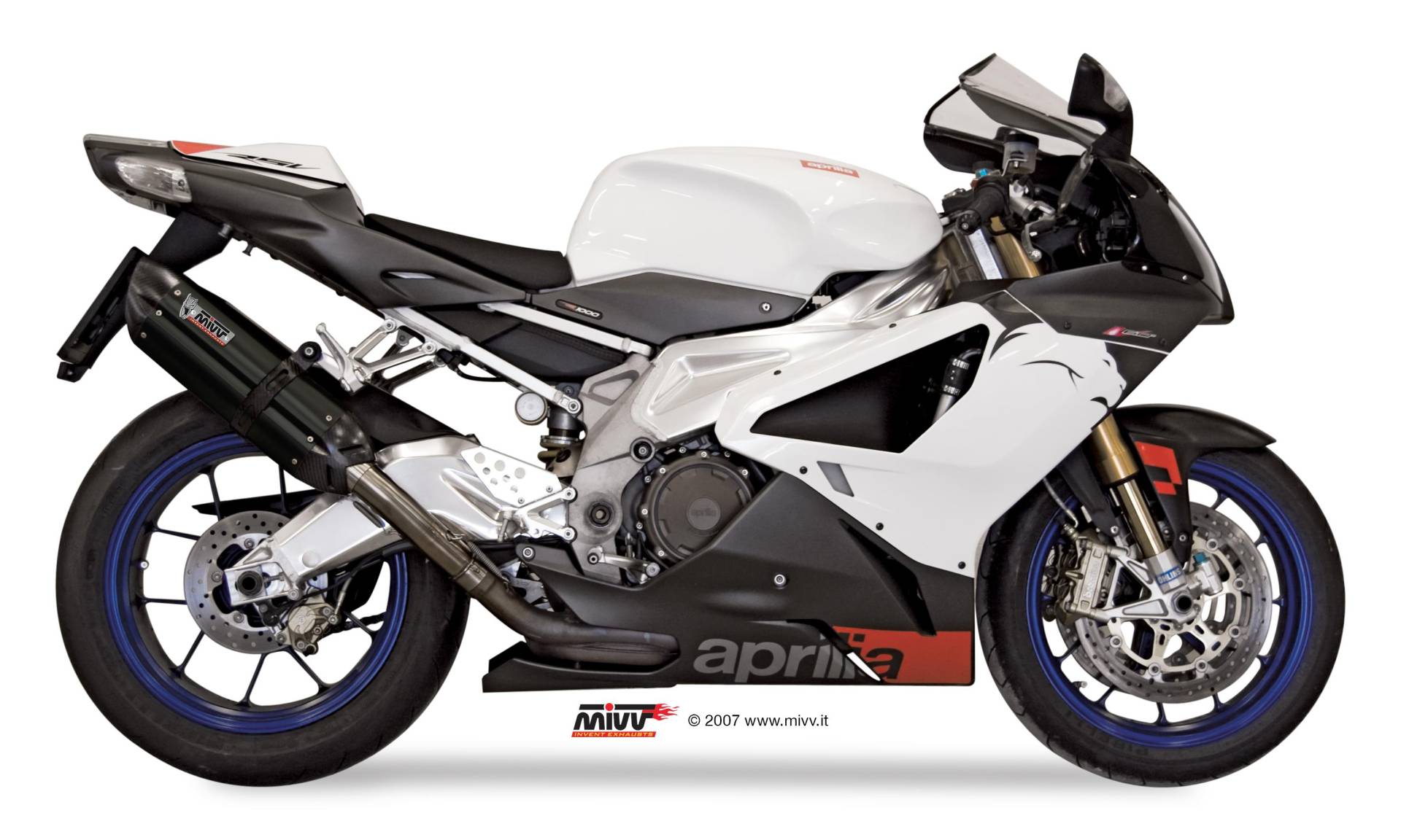 Sport Auspuff MIVV Suono Black Aprilia Tuono 1000 R Bj.2006-2010 /RSV 1000 Bj. 2004-2008 Typ:RR +ABE von MiVV