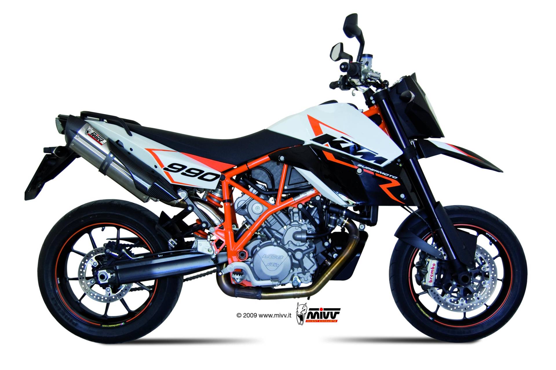 Sport Auspuff MIVV Suono Edelstahl KTM LC8 950 / 990 SUPERMOTO R Bj. 2005-2013 mit ABE von MiVV