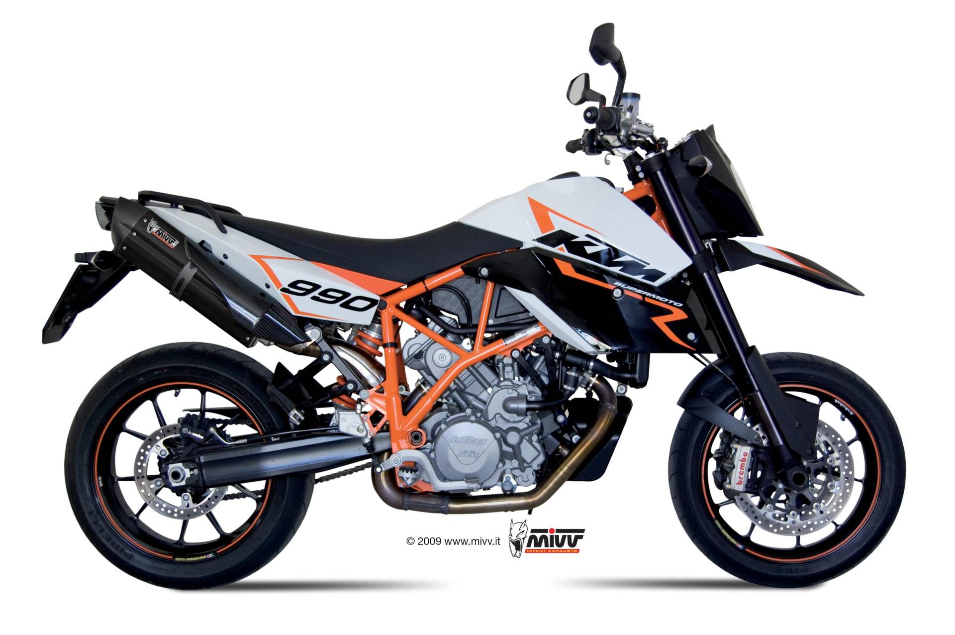 Sport Auspuff MIVV Suono Steel Black KTM LC8 950 / 990 SUPERMOTO R Bj. 2005-2013 mit ABE von MiVV