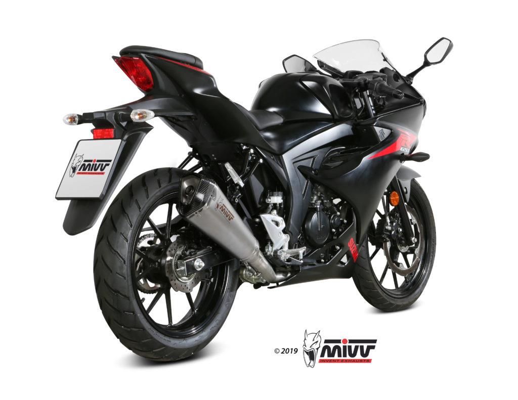 Sportauspuff Komplettanlage MIVV Delta Race Edelstahl Suzuki GSX-R/GSX-S 125 Bj.2017-2020 EURO-4+ABE von MiVV