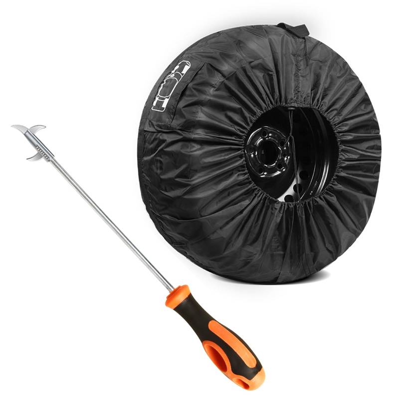 Reifentaschen, Reserveradabdeckung, Ersatzrad Abdeckung, Radschutz Reifenabdeckung, Tyre Protection Cover, mit Reifenstein Picker, für Sauberer Transport, Schwarz, Durchmesser 66 cm von Miayical