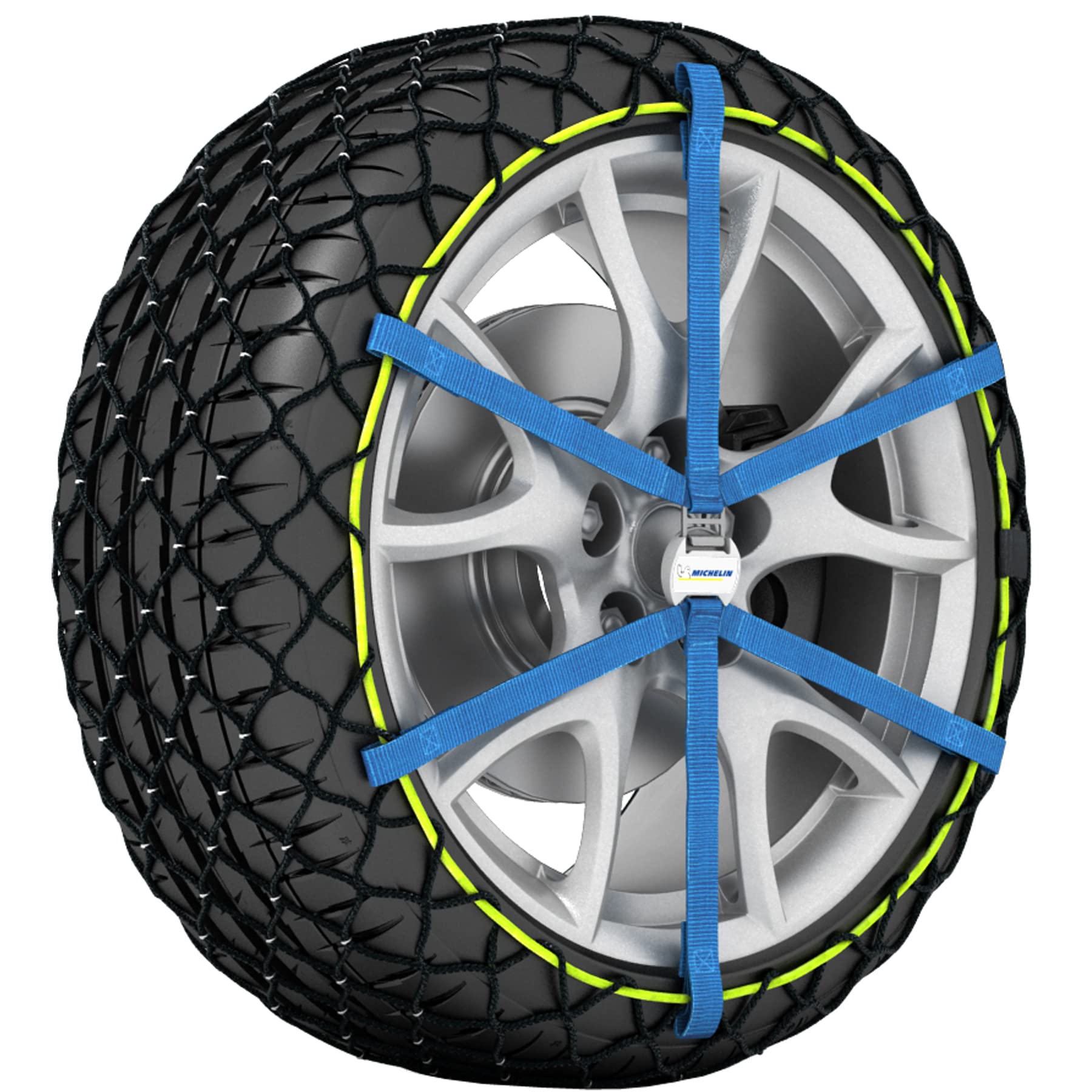 MICHELIN EASY GRIP EVOLUTION 6 Schneeketten für Autos | Ultraleistungsfähige Textilschneeketten – Einfache Montage | 2 Stück, Schwarz, Weiß, Blau von MICHELIN