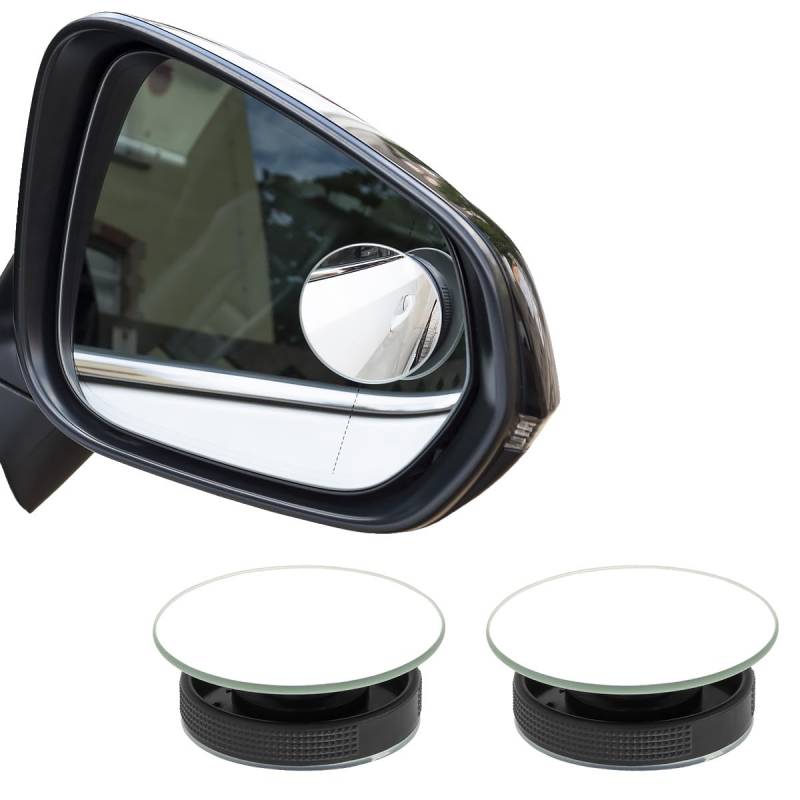 MidGard Auto Toter-Winkel-Spiegel mit großem Blickfeld, rahmenloser, verstellbarer KFZ-Toterwinkel-Spiegel mit Saugnapf, HD-Glas-Spiegel, konvex, 2 Stück von MidGard
