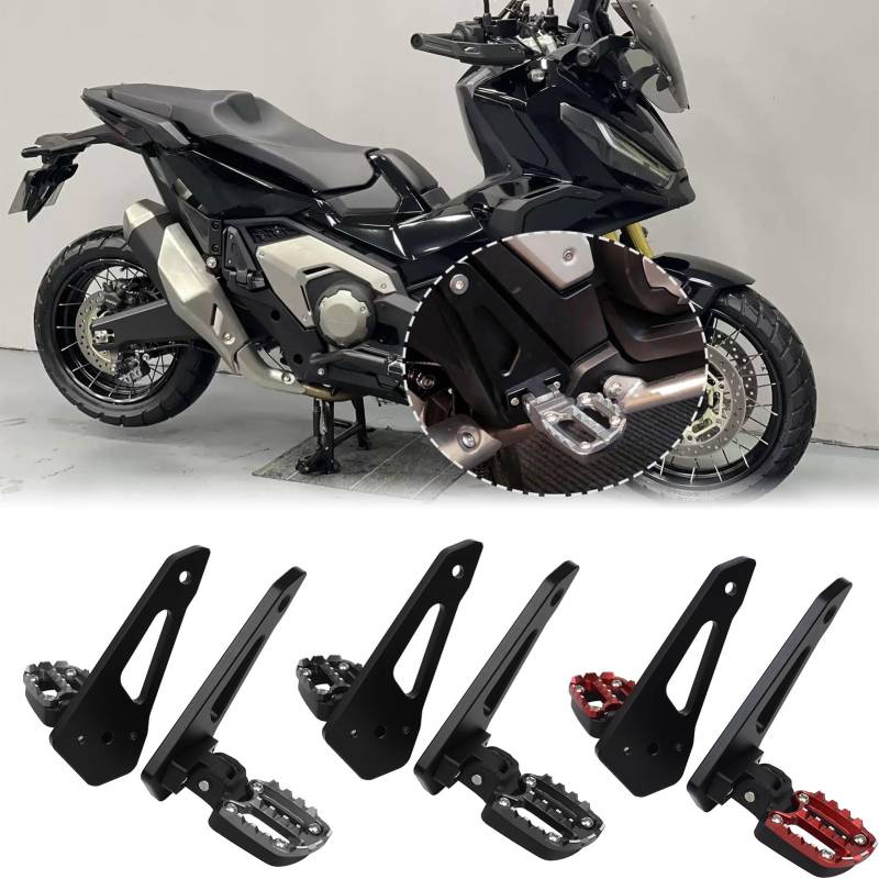 Midimttop Motorzubehör klappbare hintere fuß stifte passagier fuß stütze pedal fuß stütze fußs tifte compatible with X ADV750 XADV 750 X-ADV 750 2021 2022 2023 2024 (Schwarz) von Midimttop