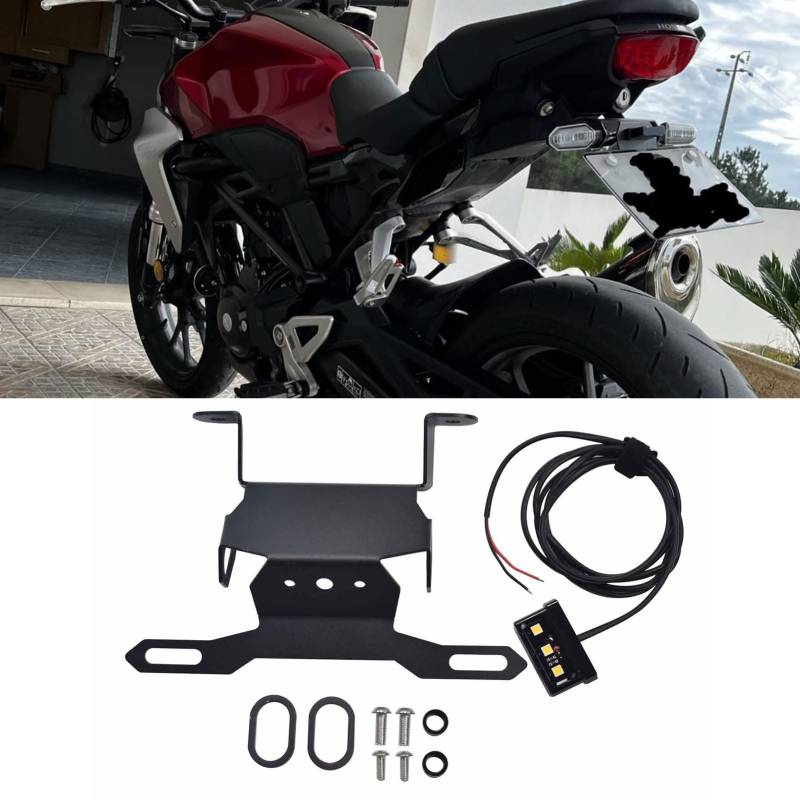 Midimttop Edelstahl-Kennzeichenhalter Replacement for CB300R CB250R CB150R CB125R 2018 2019 2020 2021 2022 2023 Zubehör Tail Tidy Fender Eliminator Nummernschild Tail Tidy von Midimttop