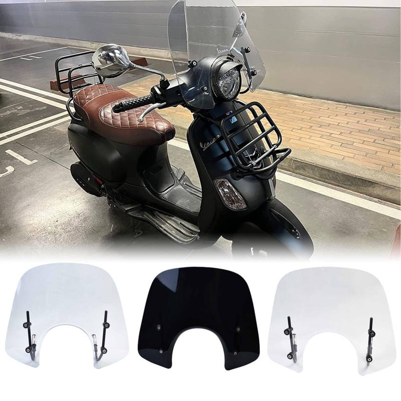 Midimttop Motorrad Frontscheibe Windschutz Scheibe Windabweiser Windschutz Scheibe Replacement for Piaggio VES&pa LX50 LX125 LX150 GT200 GTS250 GTS300 Alle Jahre (Grauer Rauch) von Midimttop