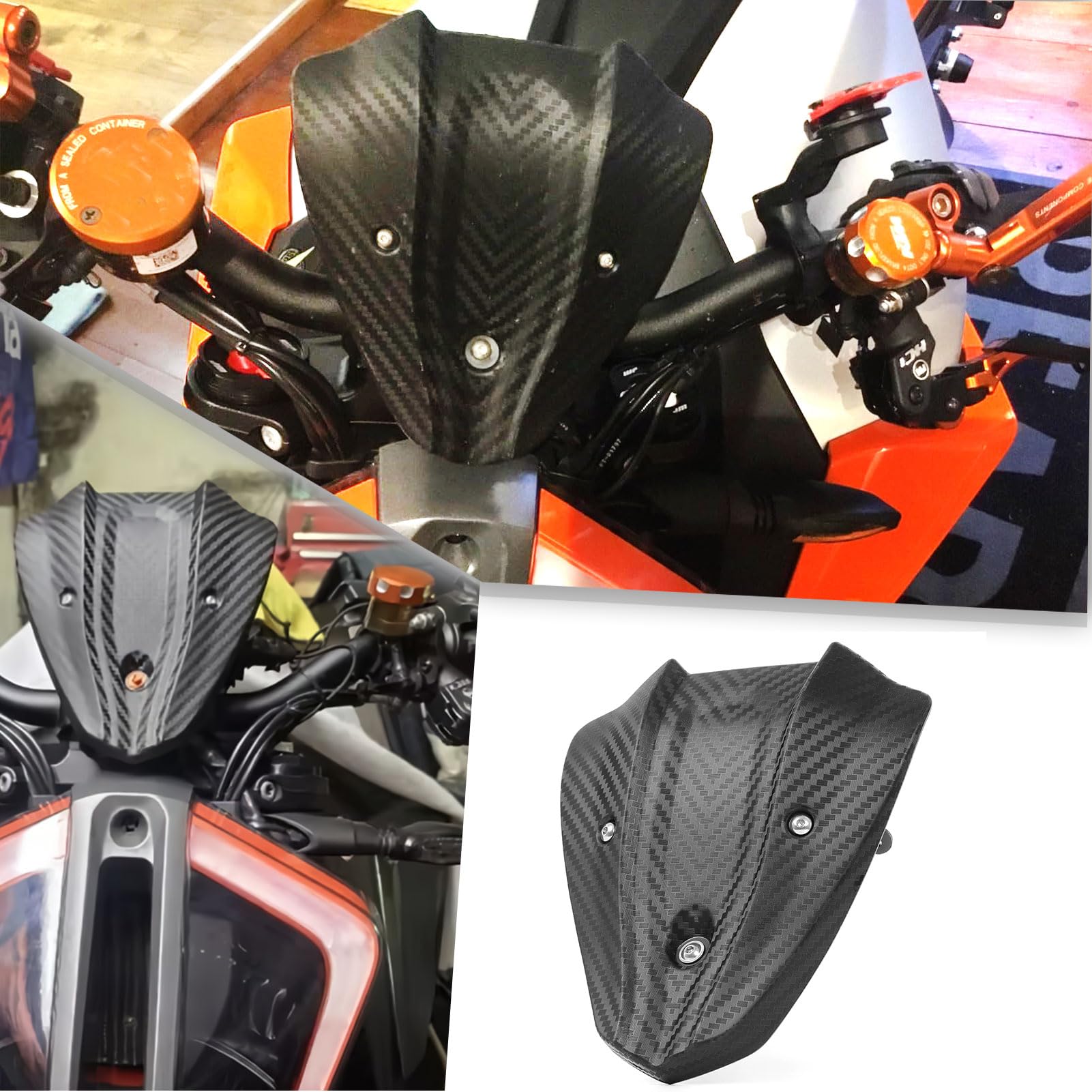 Midimttop Motorrad Frontscheibe Windschutzscheibe Luftstrom Windabweiser Visier fit for K&T&M 1290 Duke R/RR 1290DUKER 2020-2023 Frontmaske Scheinwerferverkleidung Abdeckung von Midimttop