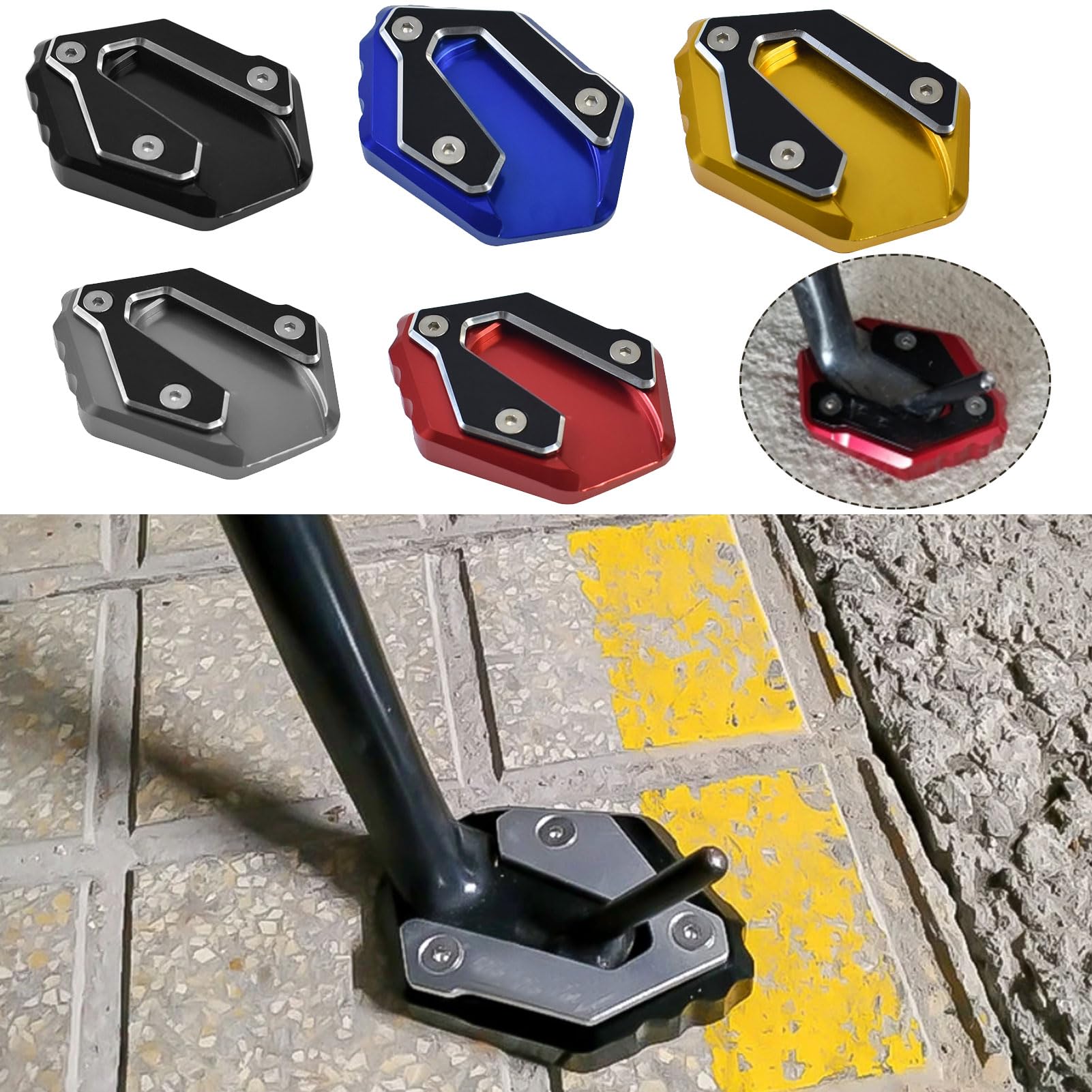 Midimttop Motorrad Kickstand Plate Pad Extender Fuß Seitenständer Extension Pad Stützplatte passend für MT07 2014–2023 XSR700 2016–2019 MT 07 XSR 700 Zubehör (Blau) von Midimttop