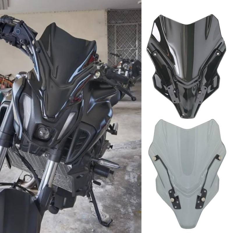 Midimttop Motorrad Windschutz Scheibe Windschutz Scheibe deckt Bildschirm Motorräder Deflektor Compatible with MT-07 MT07 MT 07 Zubehör 2021 2022 2023 (Schwarzer Rauch) von Midimttop