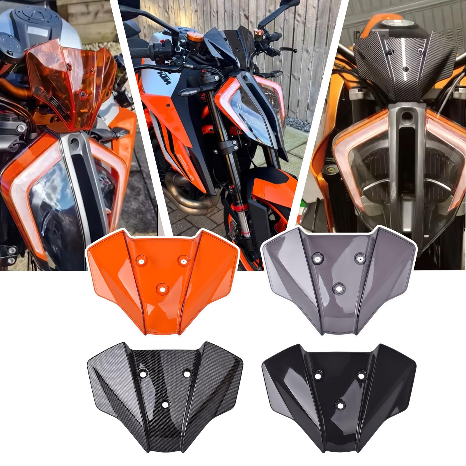 Midimttop Motorrad Windschutzscheibe Windschutz Windabweiser Flyscreen Frontverkleidung Visier Visier fit for K&T&M 1290 SUPER Duke R 20-24 1290 SUPER Duke RR21-24/EVO 22-24 (Schwarzer Rauch) von Midimttop